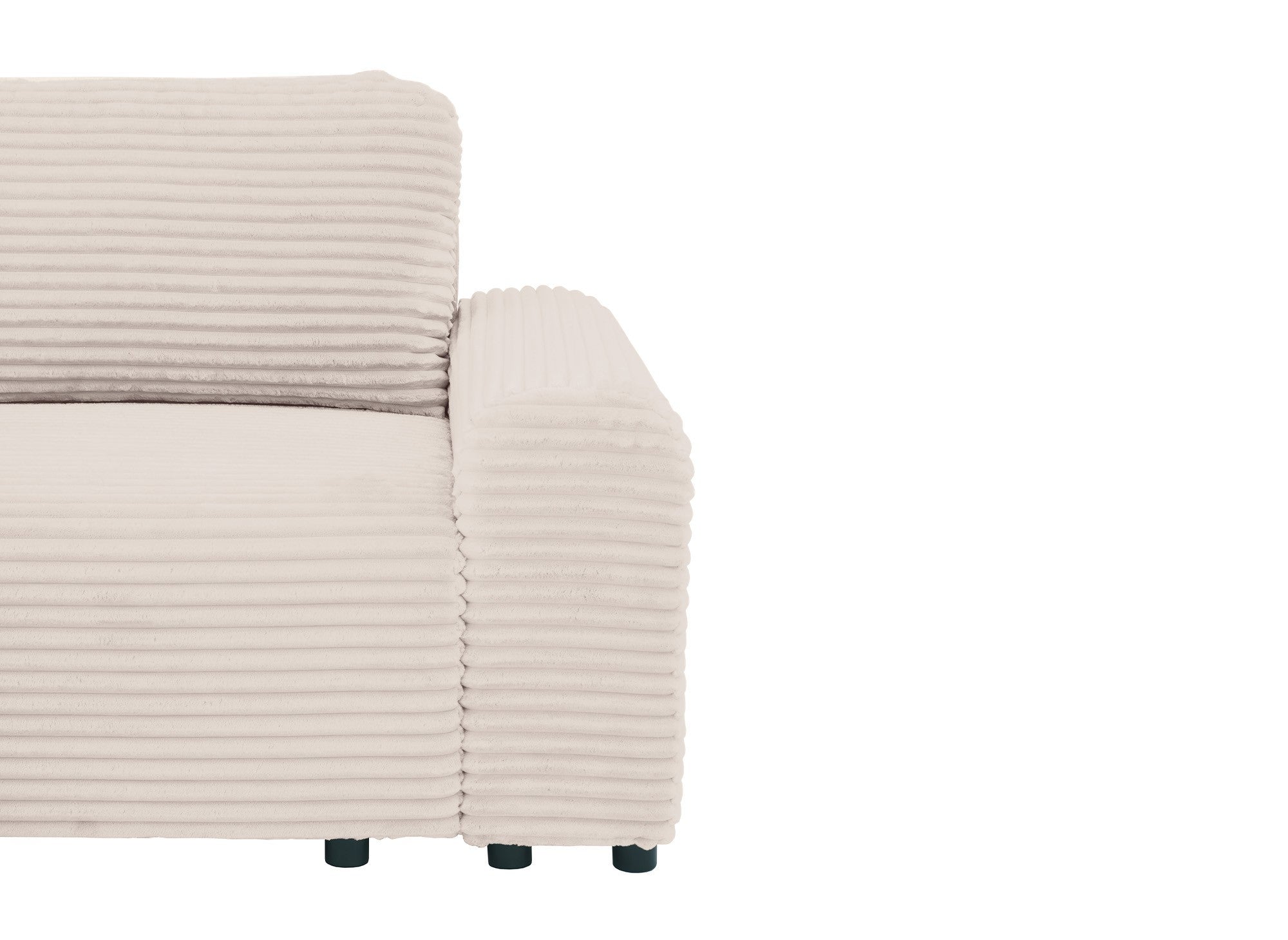 Ecksofa links mit Bettkasten aus dickem, beigem Cord BALI - Ecke links