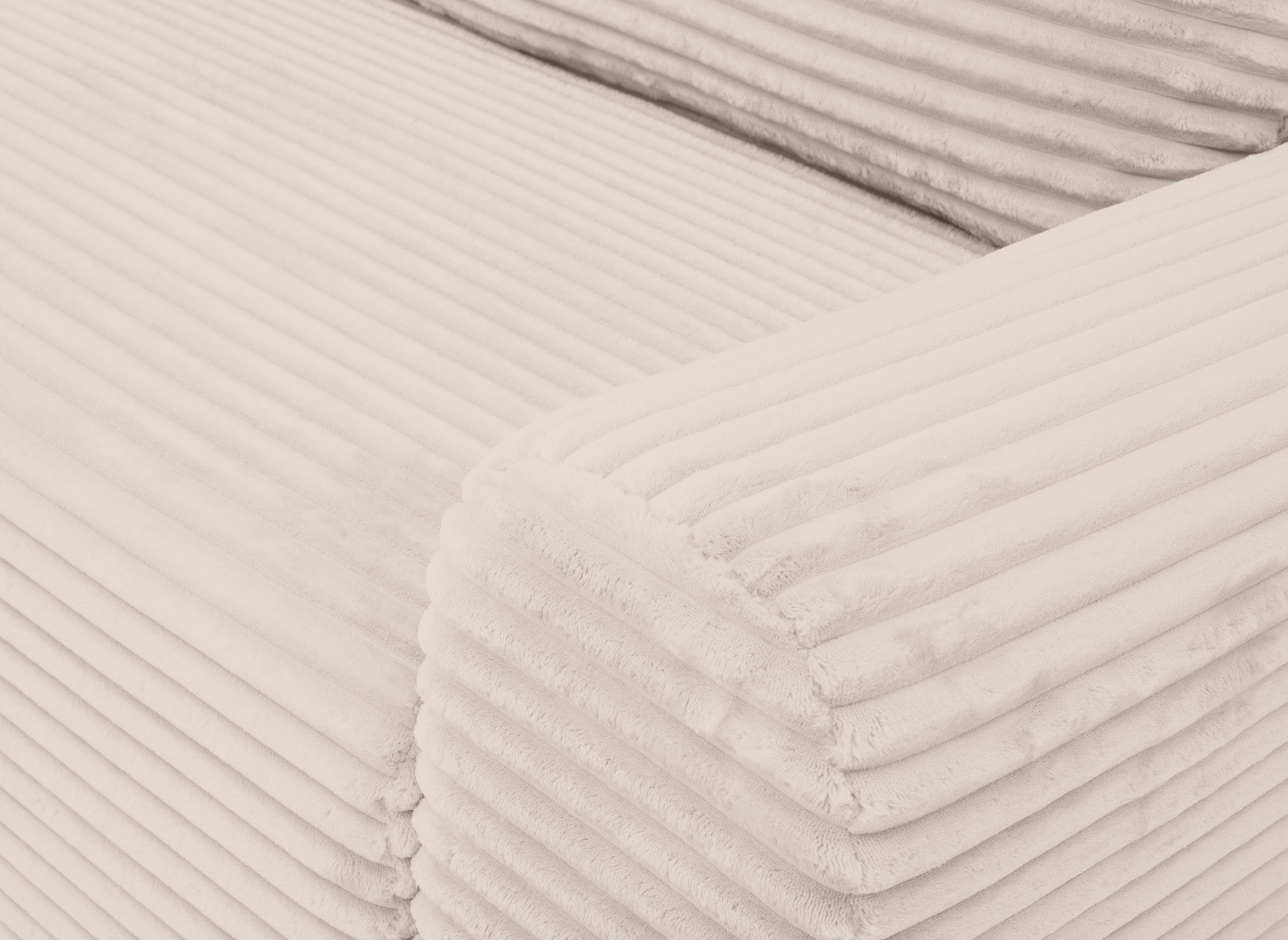 Ecksofa links mit Bettkasten aus dickem, beigem Cord BALI - Ecke links