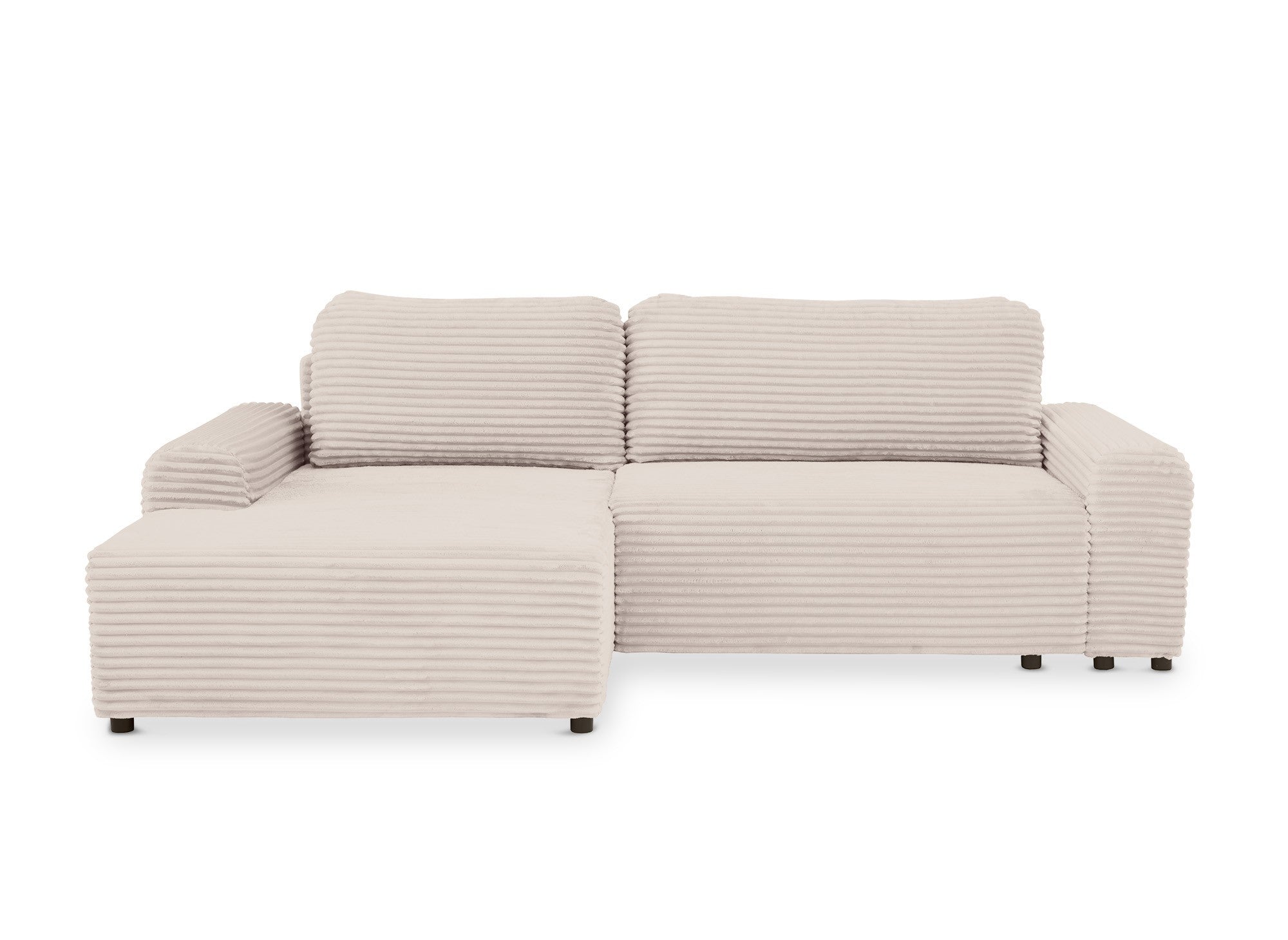Ecksofa links mit Bettkasten aus dickem, beigem Cord BALI - Ecke links