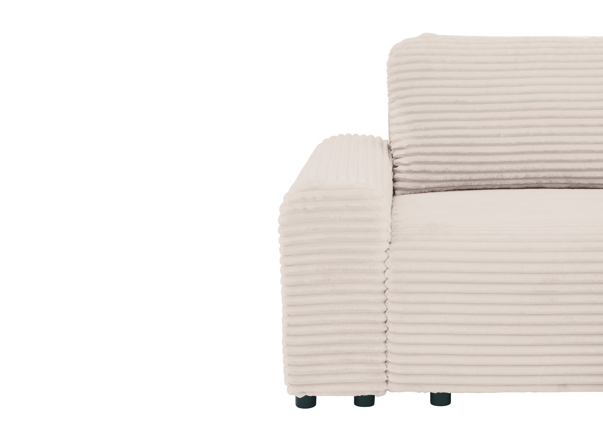 Ecksofa rechts mit Bettkasten aus dickem, beigem Cord BALI - Ecke rechts