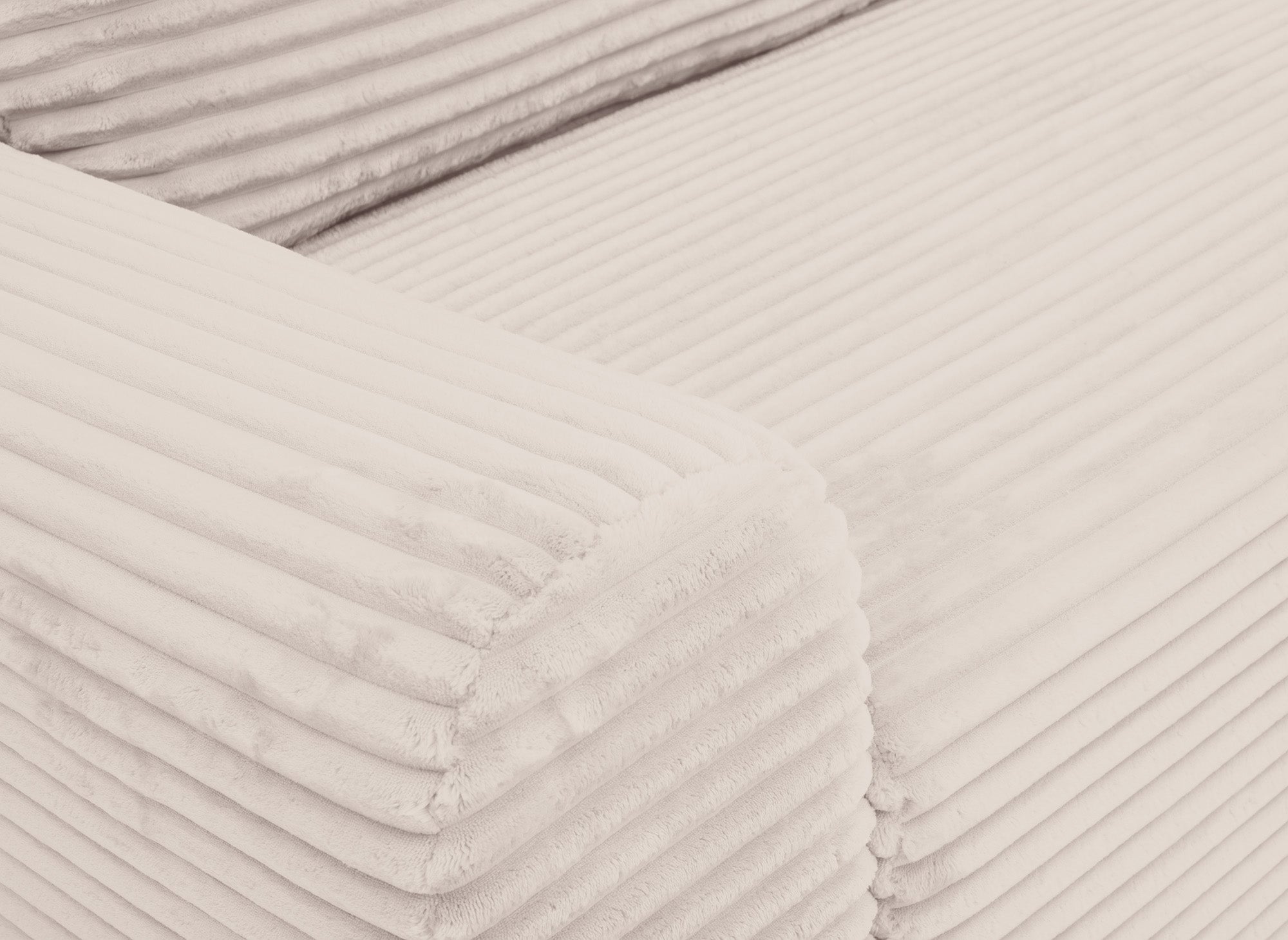 Ecksofa rechts mit Bettkasten aus dickem, beigem Cord BALI - Ecke rechts