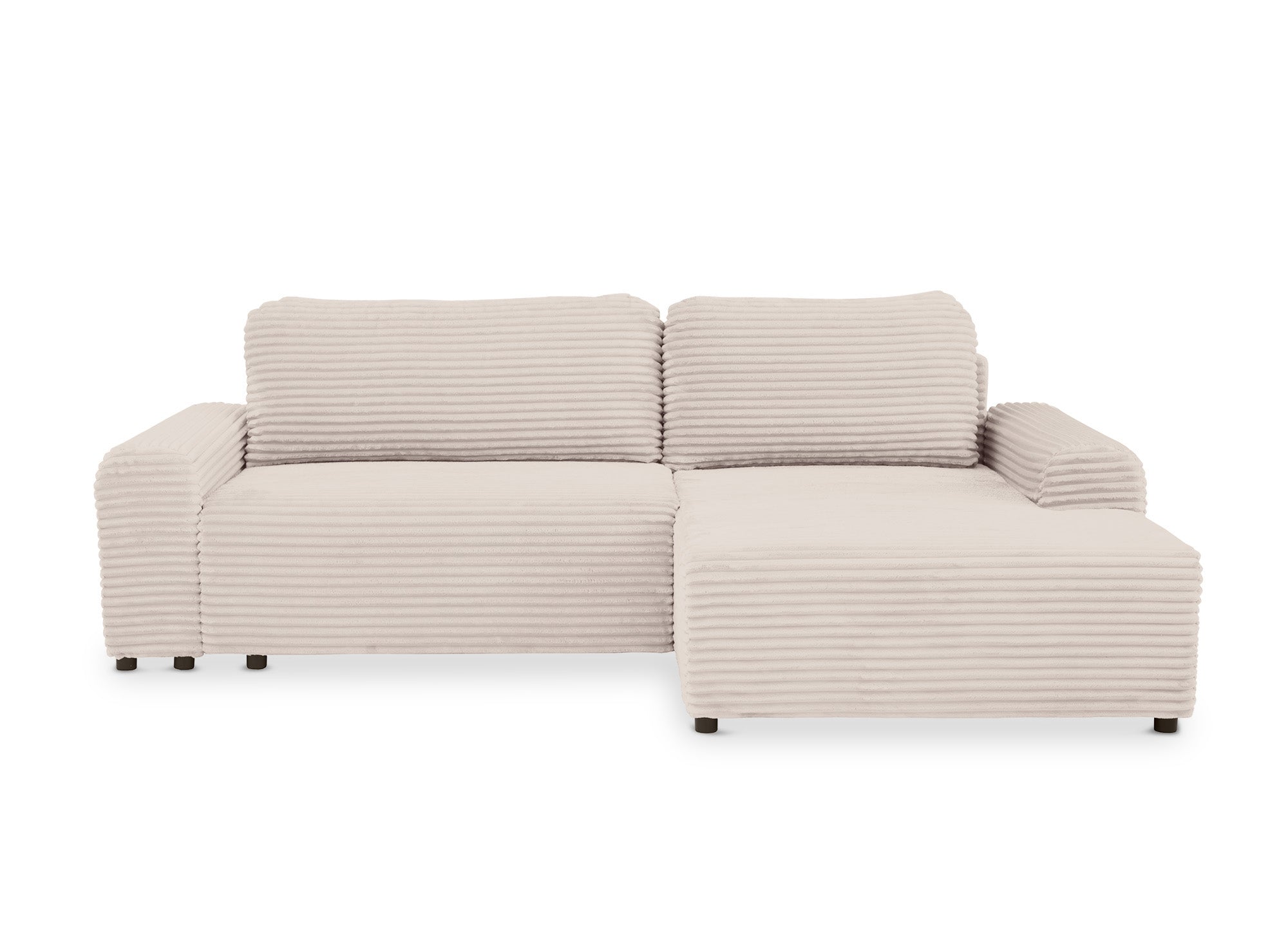Ecksofa rechts mit Bettkasten aus dickem, beigem Cord BALI - Ecke rechts