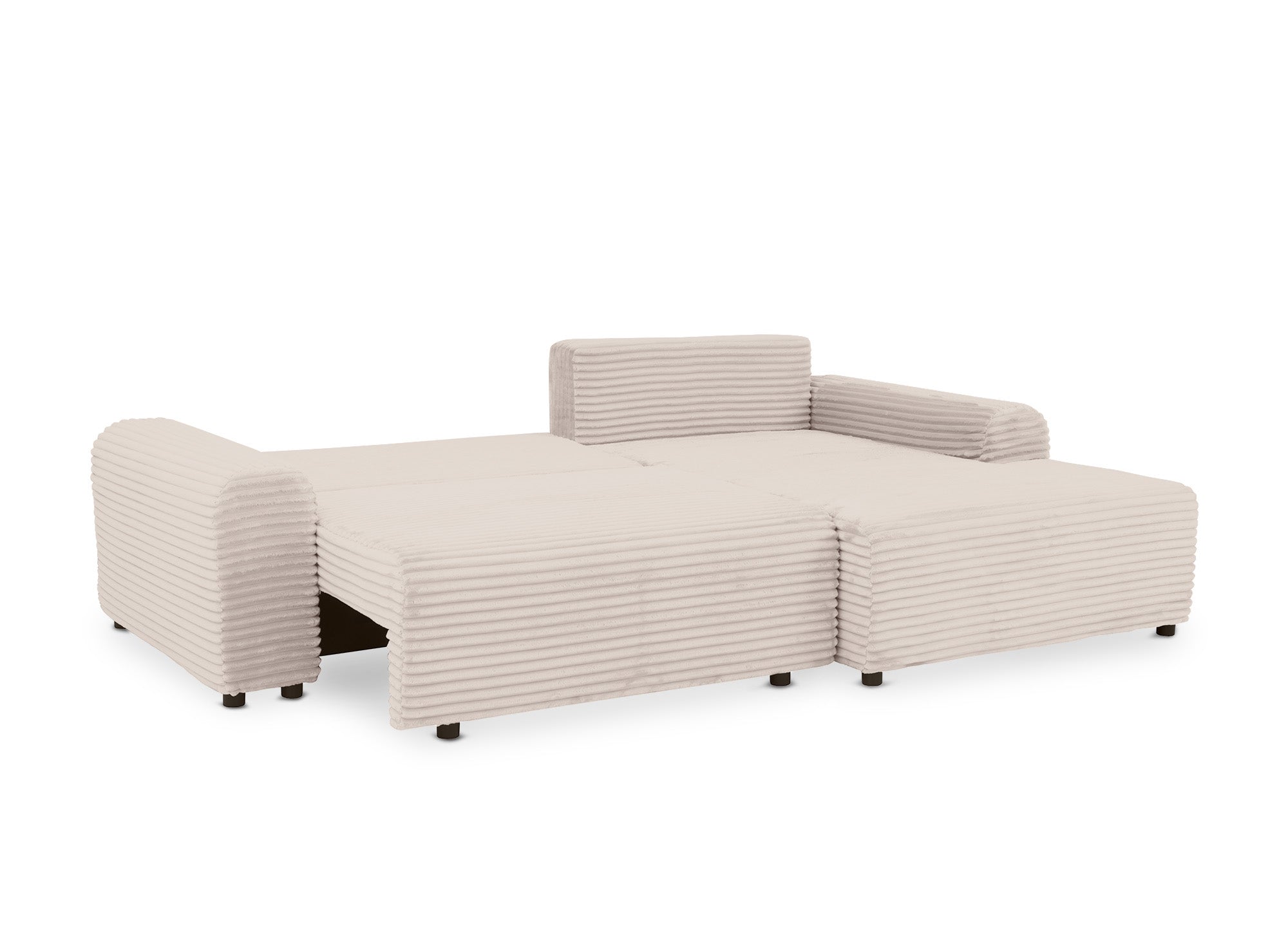 Ecksofa rechts mit Bettkasten aus dickem, beigem Cord BALI - Ecke rechts