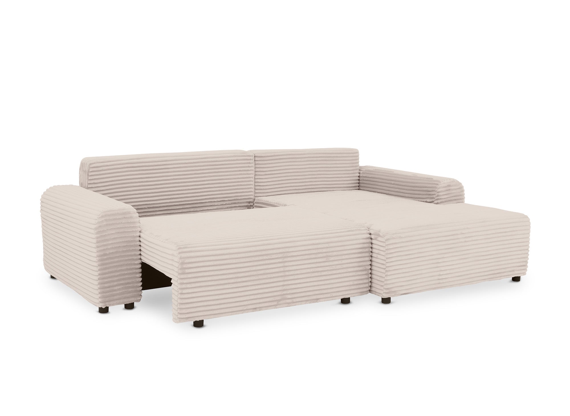 Ecksofa rechts mit Bettkasten aus dickem, beigem Cord BALI - Ecke rechts