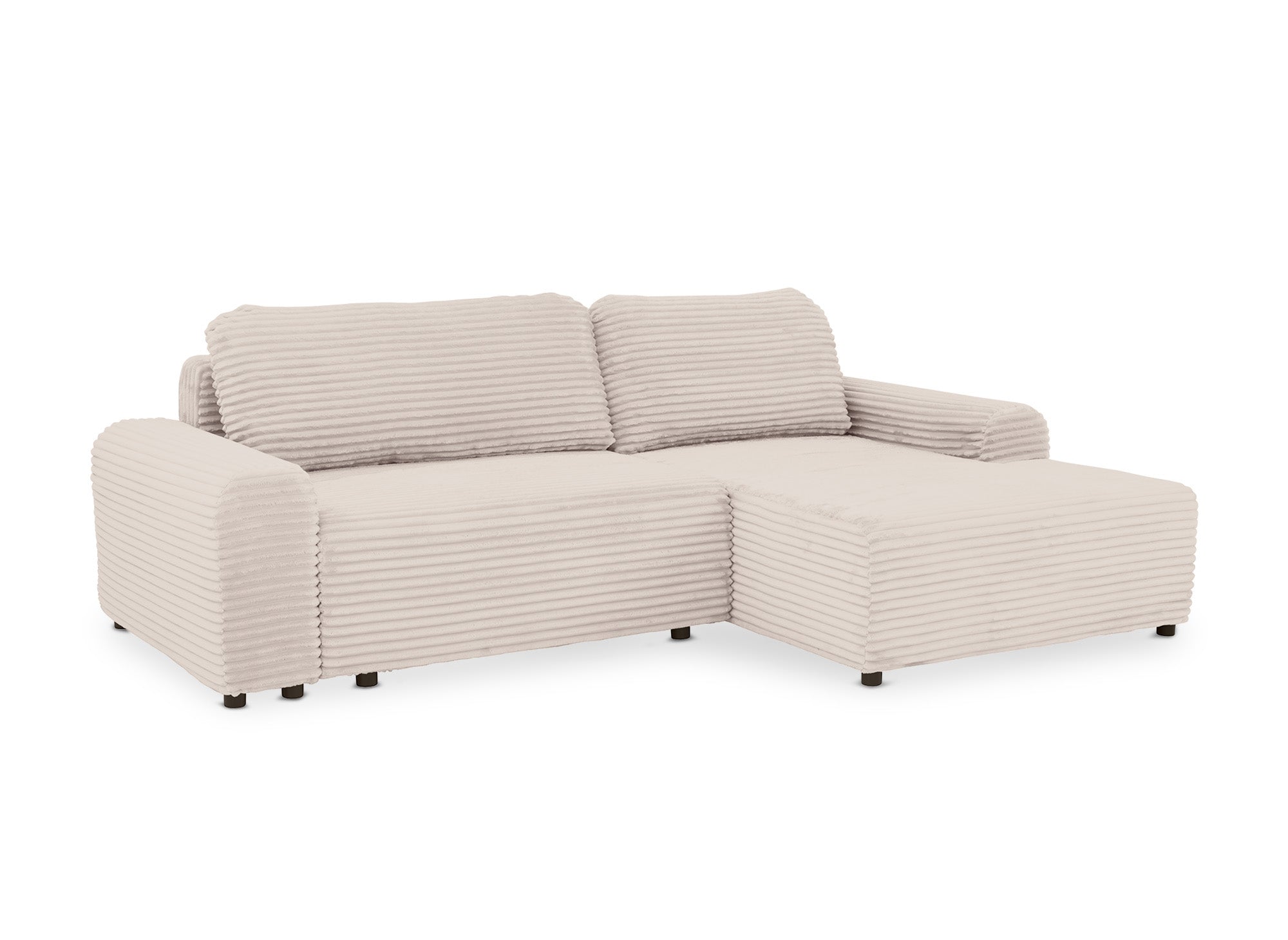 Ecksofa rechts mit Bettkasten aus dickem, beigem Cord BALI - Ecke rechts