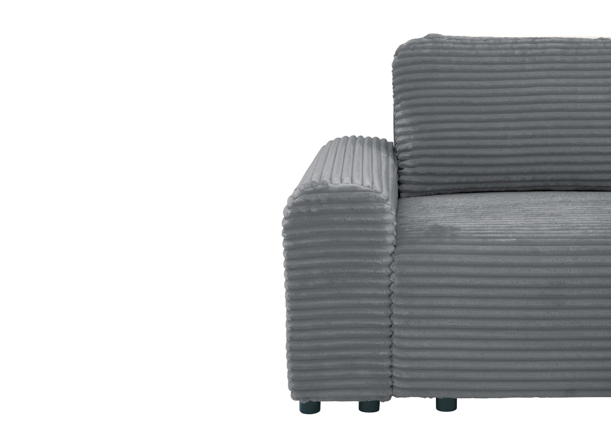 Ecksofa rechts mit Bettkasten aus dickem dunkelgrauem Cord BALI - Ecke rechts