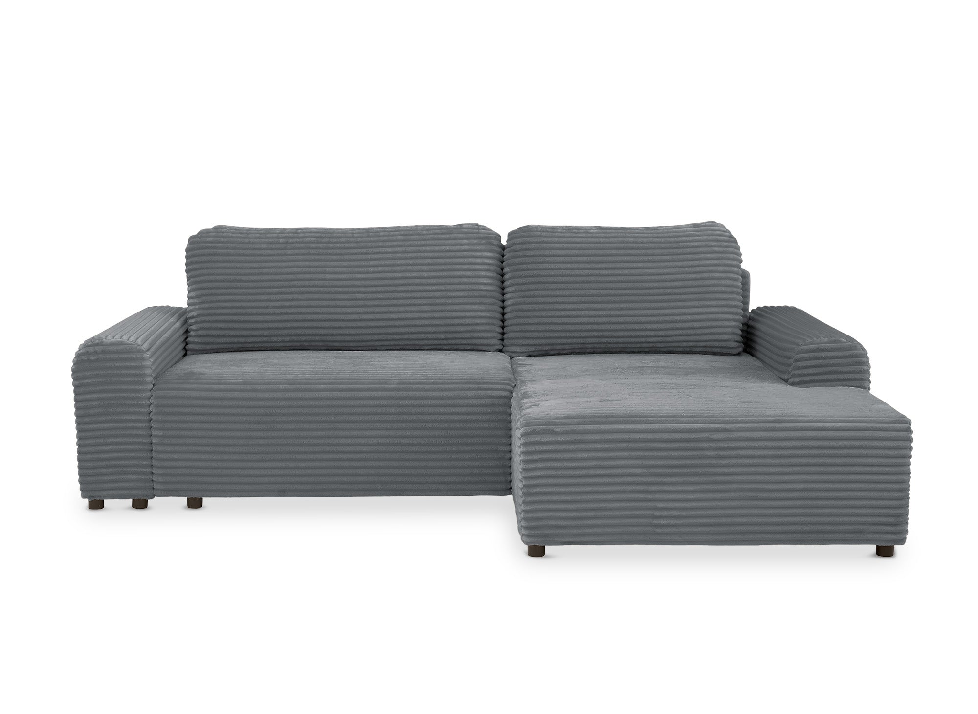 Ecksofa rechts mit Bettkasten aus dickem dunkelgrauem Cord BALI - Ecke rechts