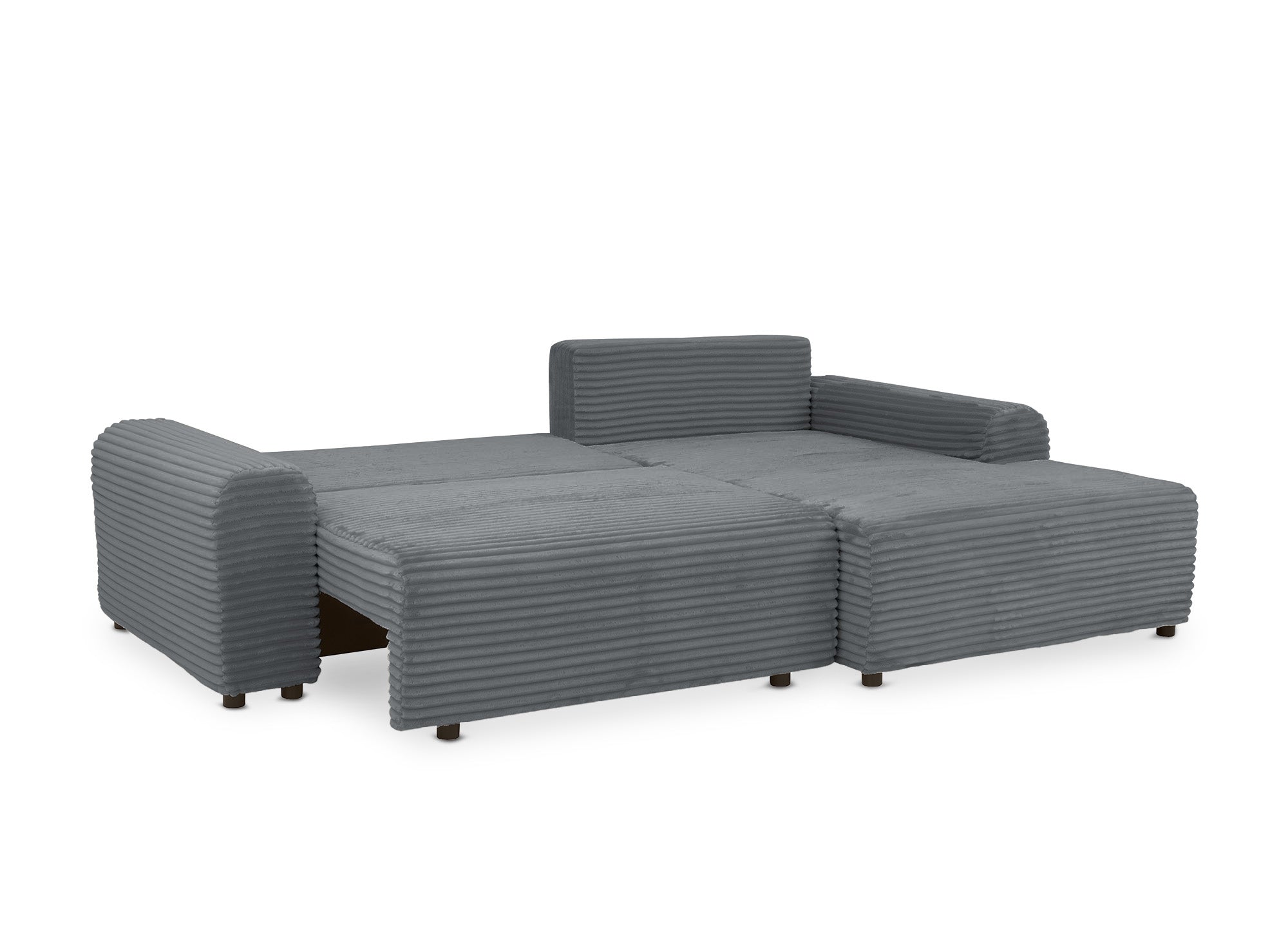 Ecksofa rechts mit Bettkasten aus dickem dunkelgrauem Cord BALI - Ecke rechts