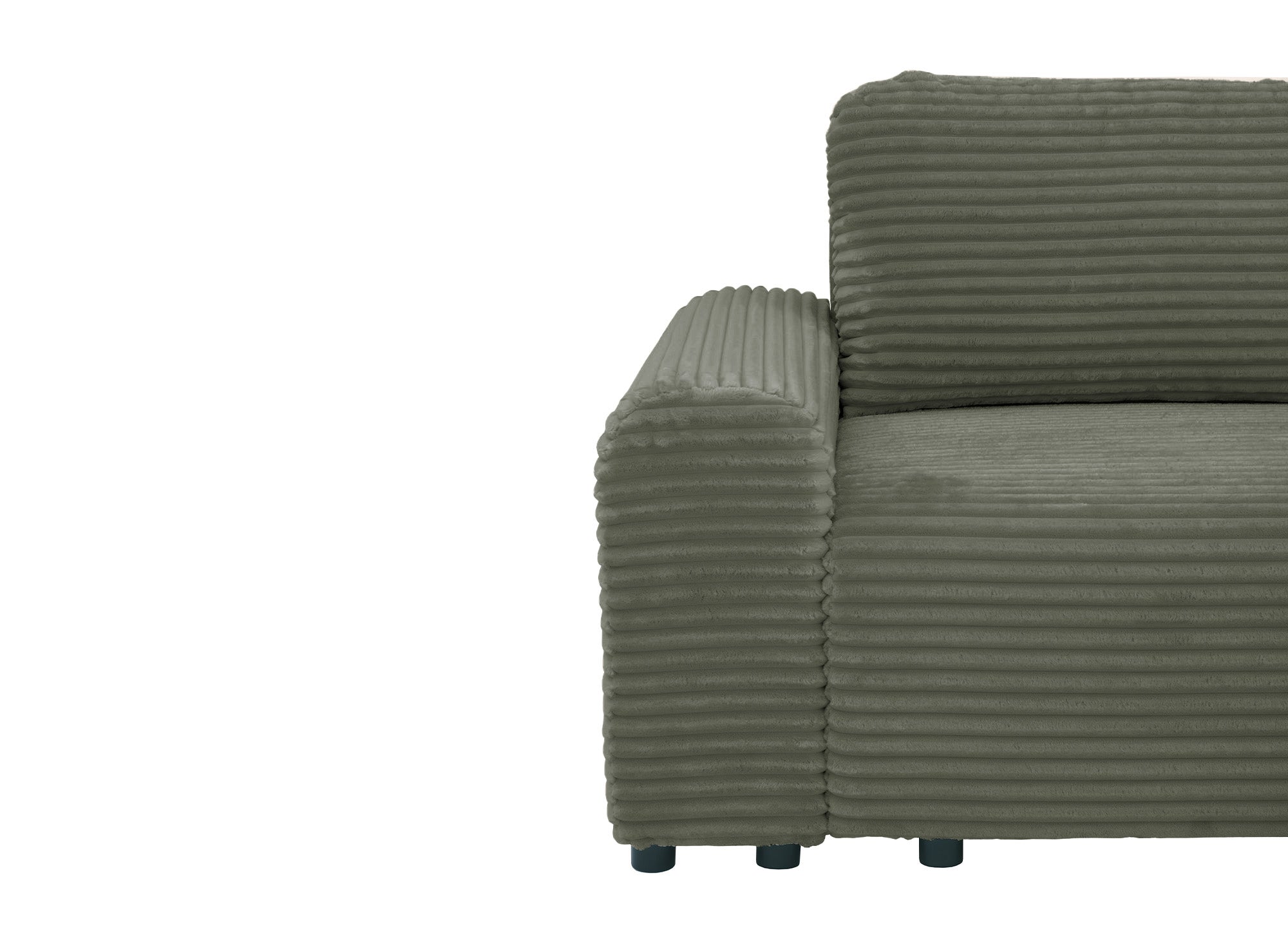 Ecksofa rechts mit Bettkasten aus dickem khakigrünem Cord BALI - Ecke rechts