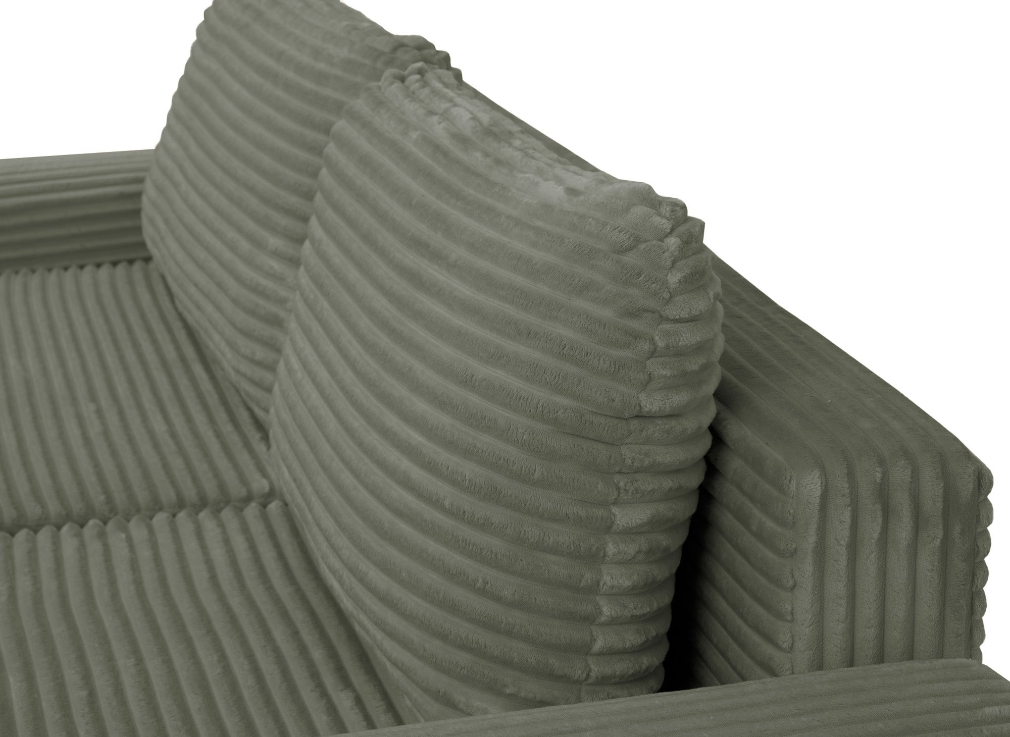 Ecksofa rechts mit Bettkasten aus dickem khakigrünem Cord BALI - Ecke rechts