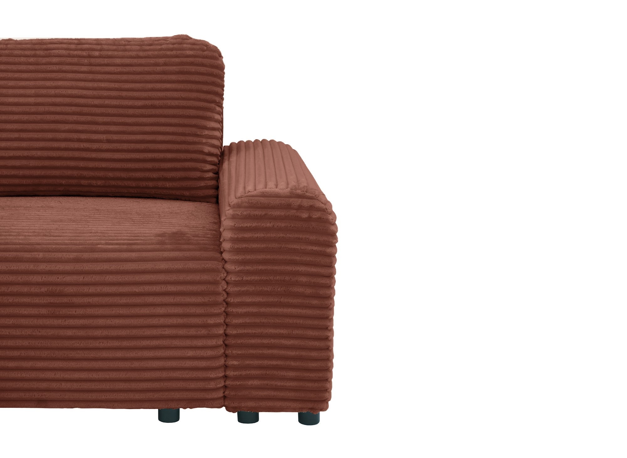 Ecksofa links mit Bettkasten aus dickem Cord in Terrakotta BALI - Ecke links