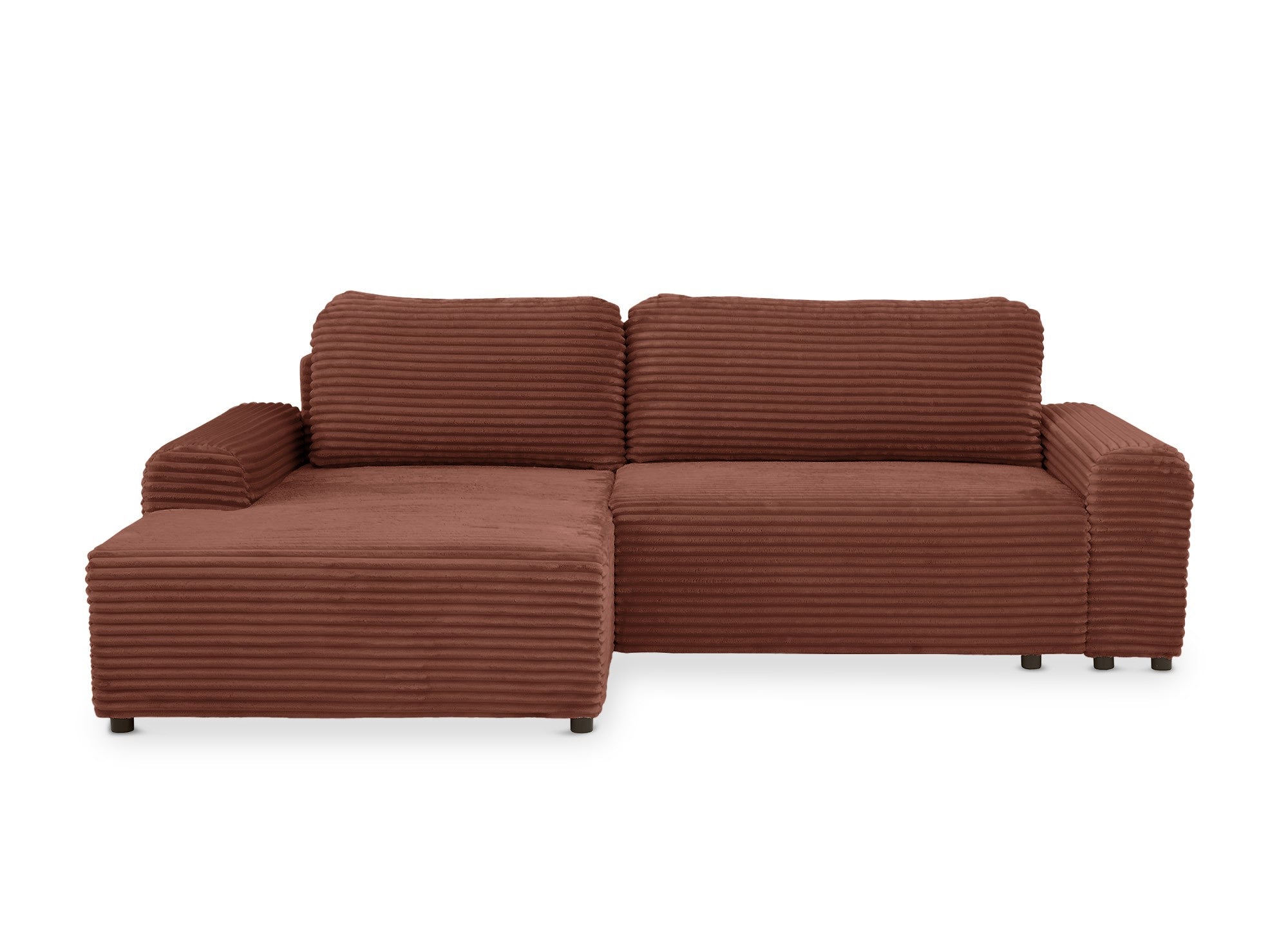 Ecksofa links mit Bettkasten aus dickem Cord in Terrakotta BALI - Ecke links