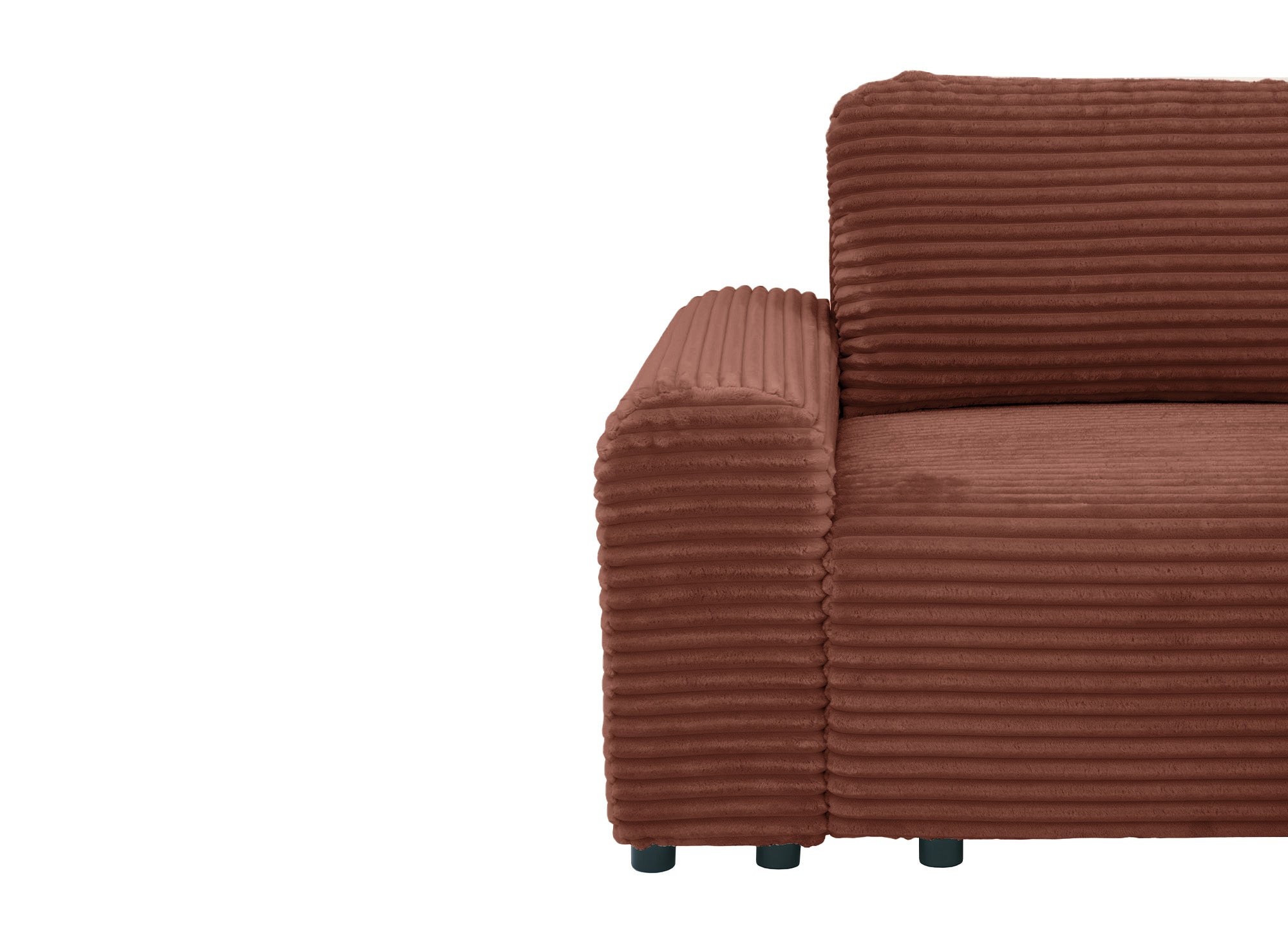 Ecksofa rechts mit Bettkasten aus dickem Cord in Terrakotta BALI - Ecke rechts