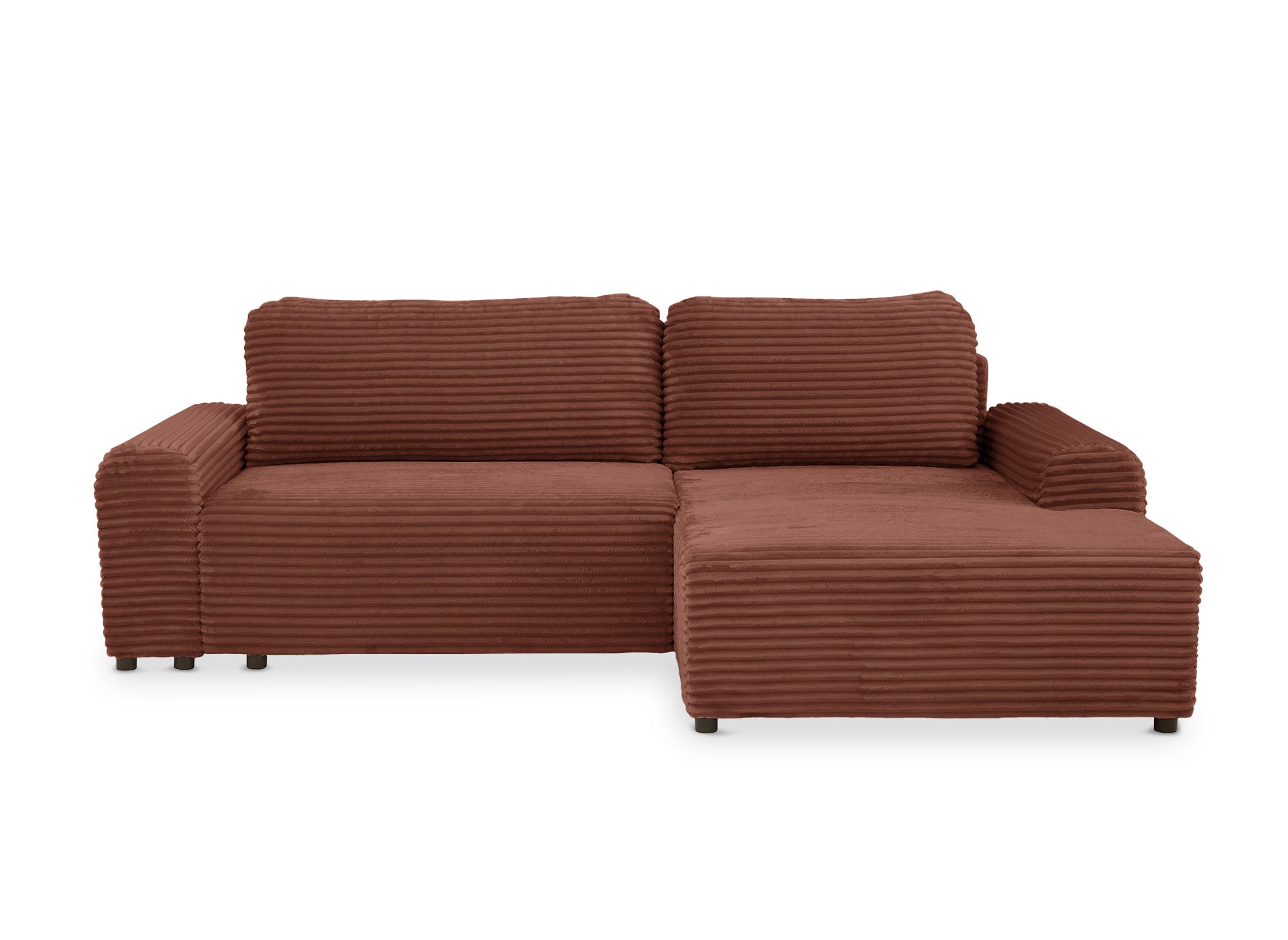 Ecksofa rechts mit Bettkasten aus dickem Cord in Terrakotta BALI - Ecke rechts