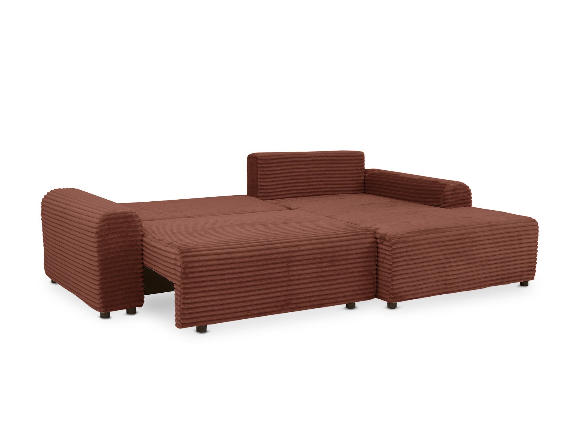 Ecksofa rechts mit Bettkasten aus dickem Cord in Terrakotta BALI - Ecke rechts
