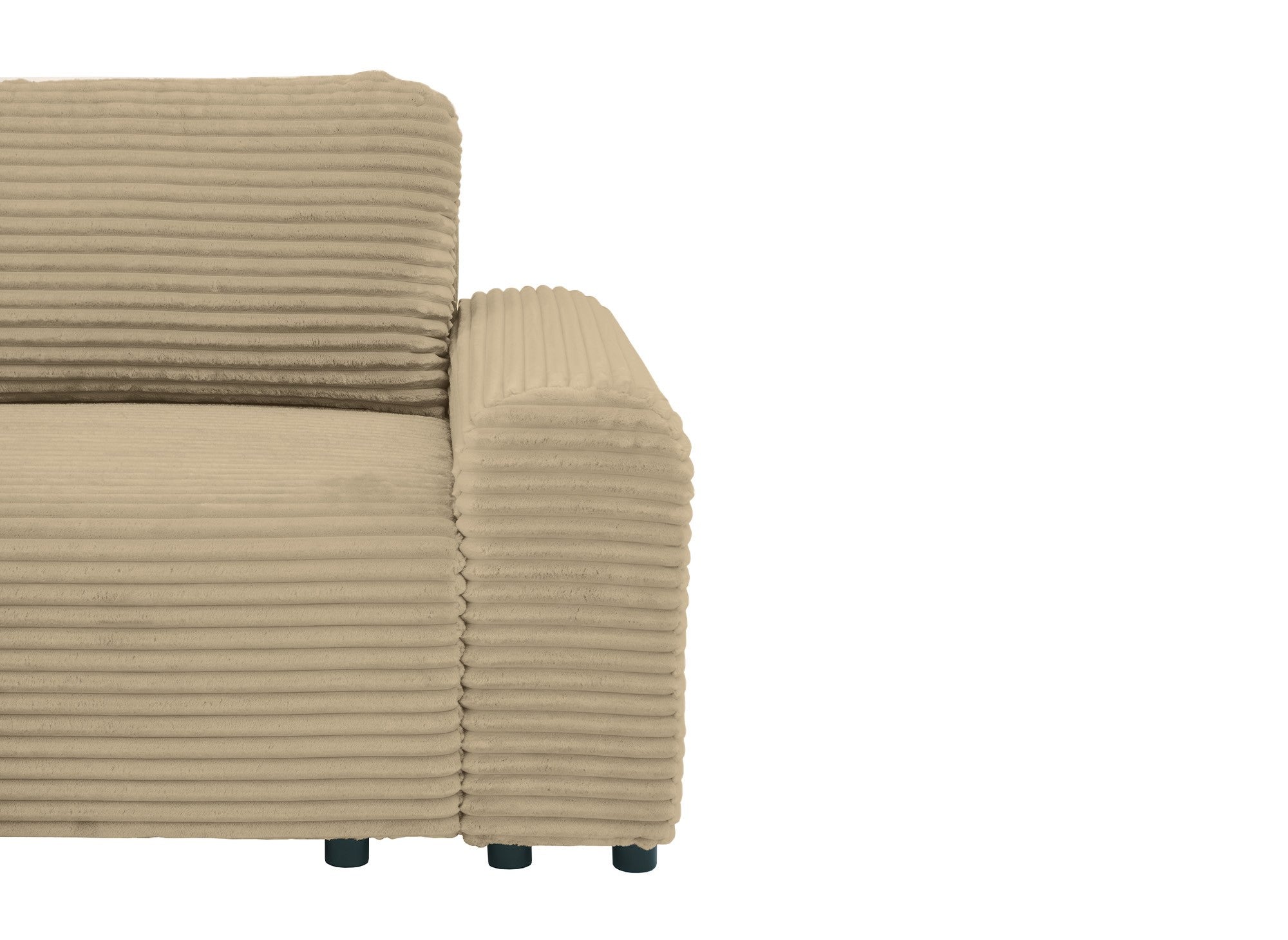 Ecksofa links mit Bettkasten aus dickem Cord in Taupe BALI - Ecke links