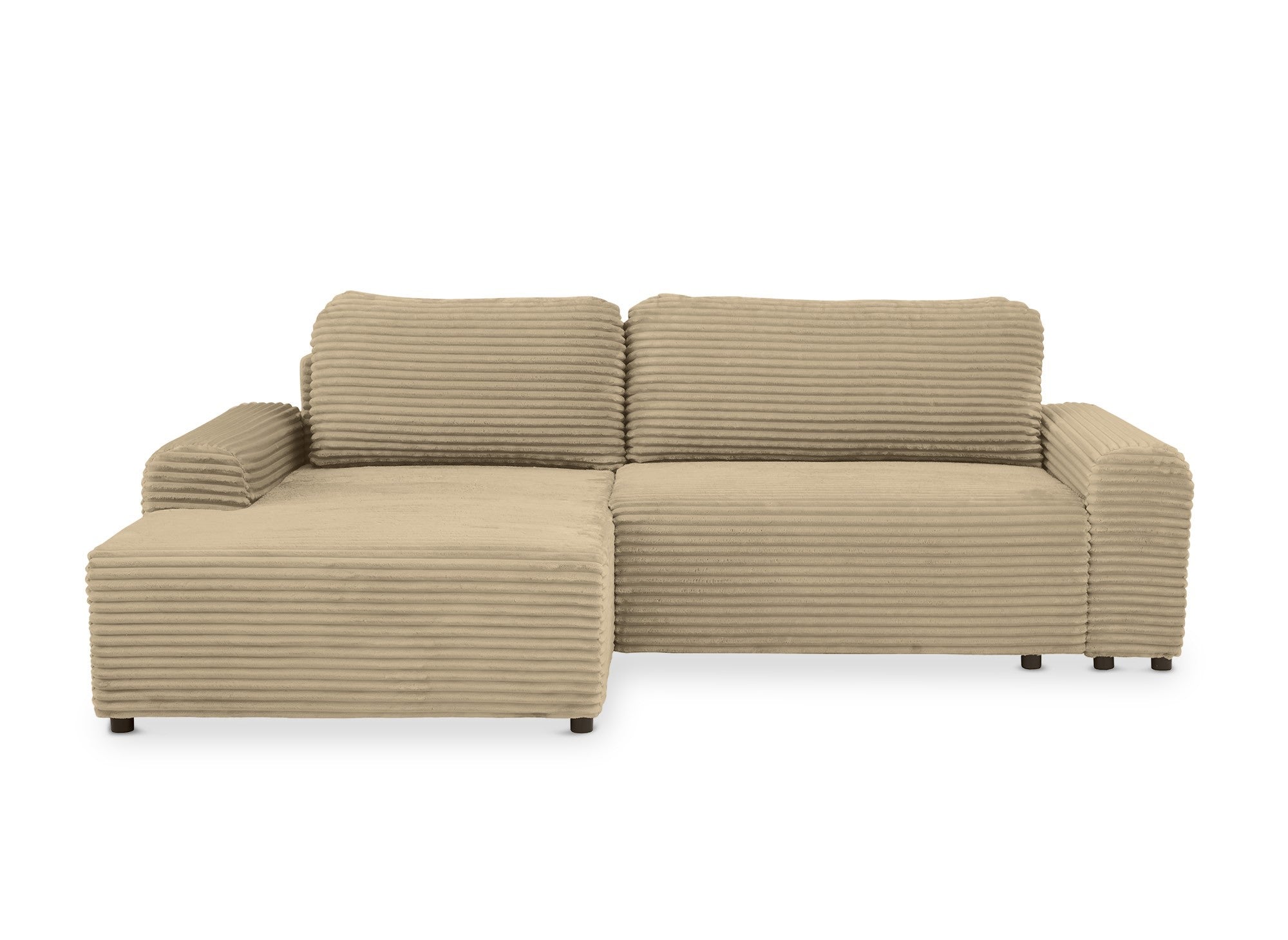 Ecksofa links mit Bettkasten aus dickem Cord in Taupe BALI - Ecke links
