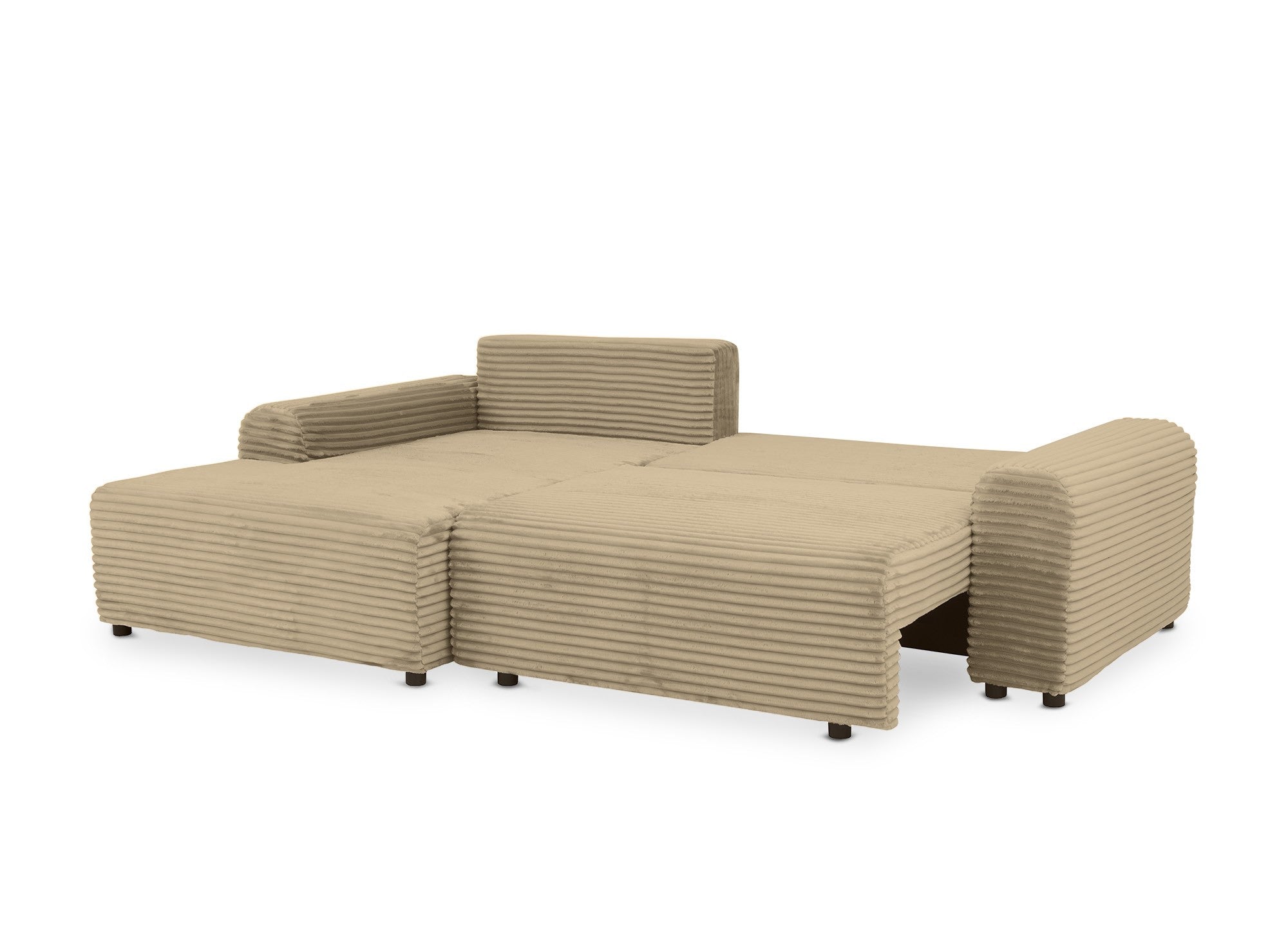 Ecksofa links mit Bettkasten aus dickem Cord in Taupe BALI - Ecke links