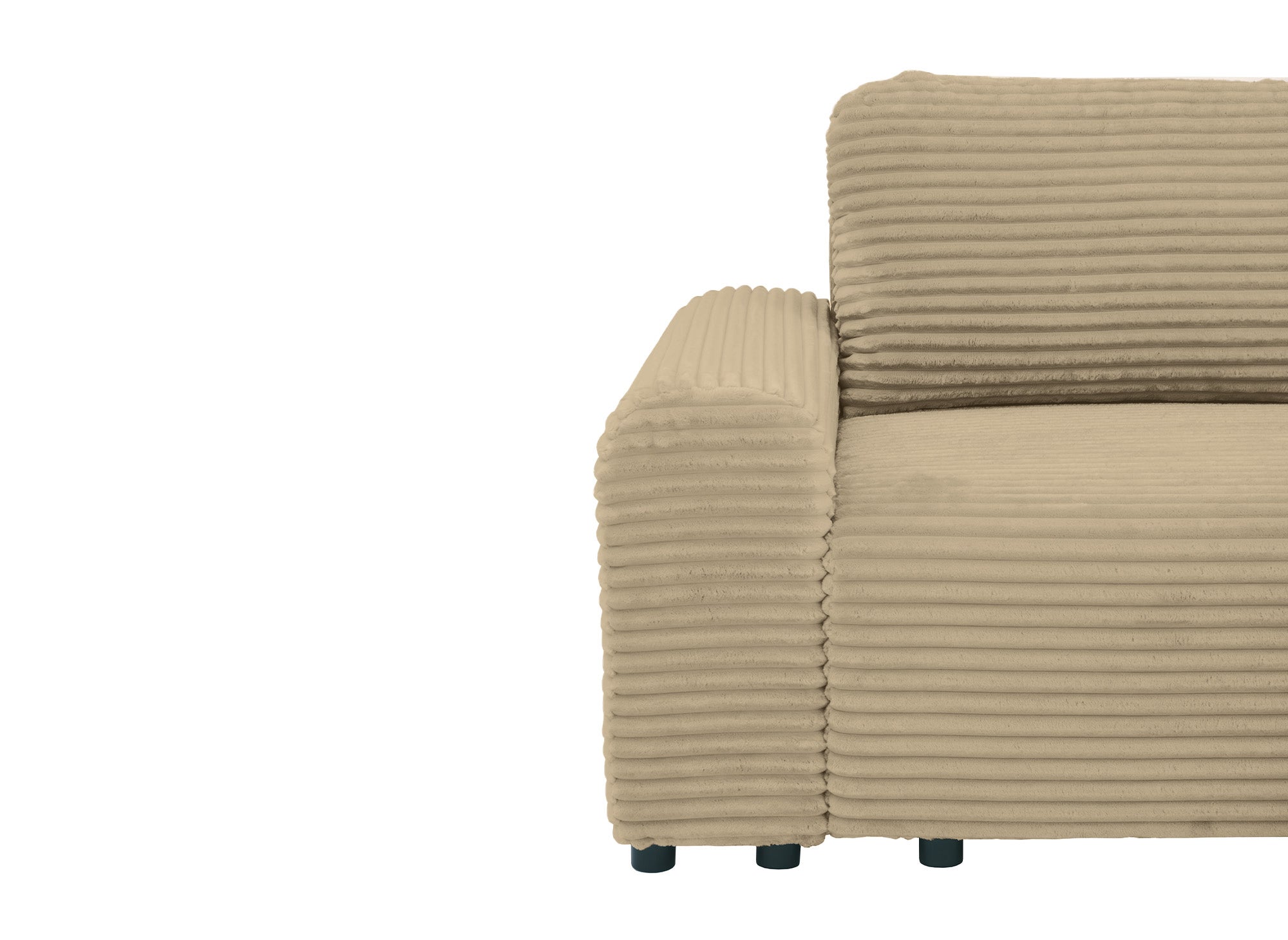 Ecksofa rechts mit Bettkasten aus dickem Cord in Taupe BALI - Ecke rechts
