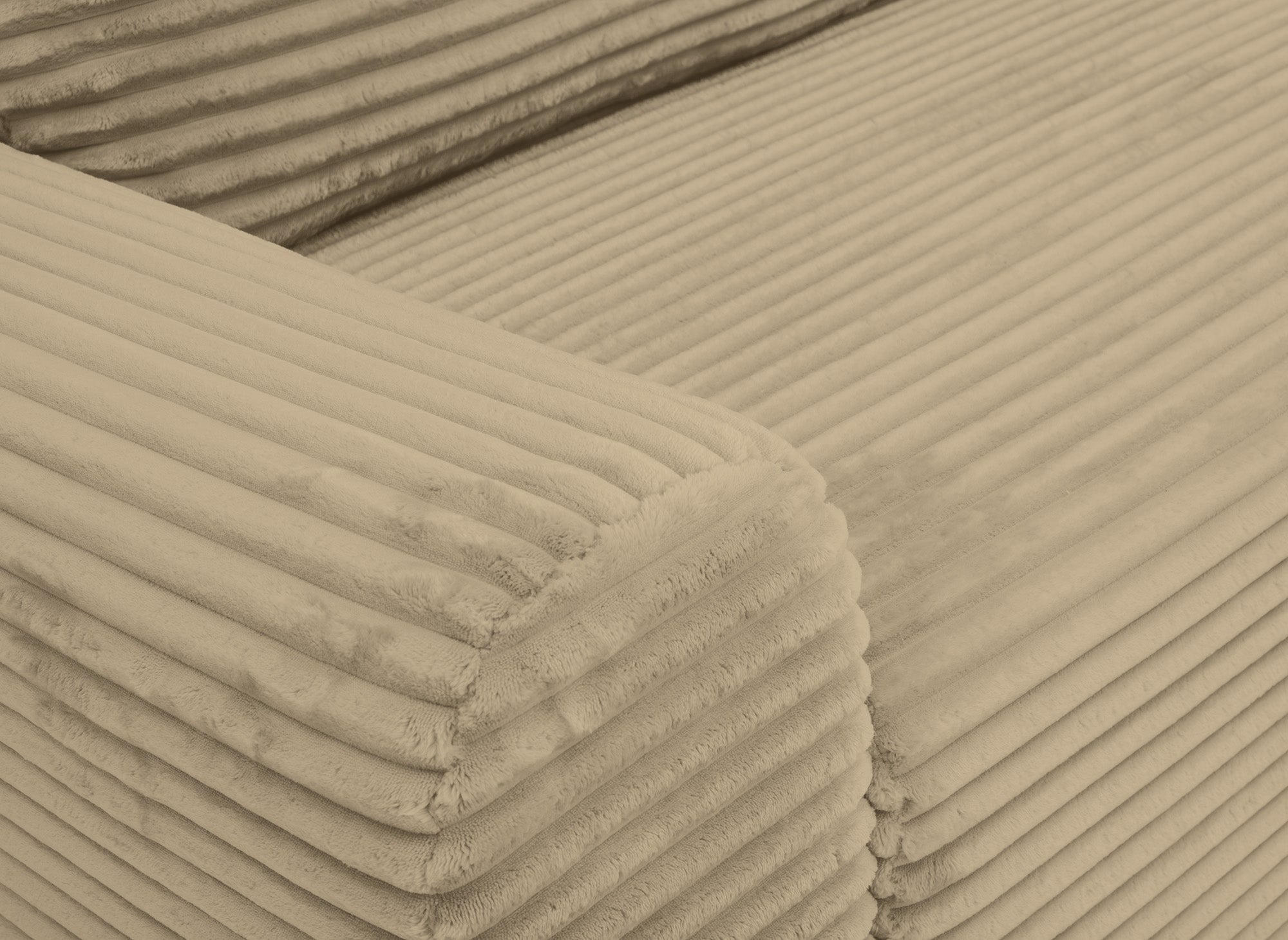 Ecksofa rechts mit Bettkasten aus dickem Cord in Taupe BALI - Ecke rechts