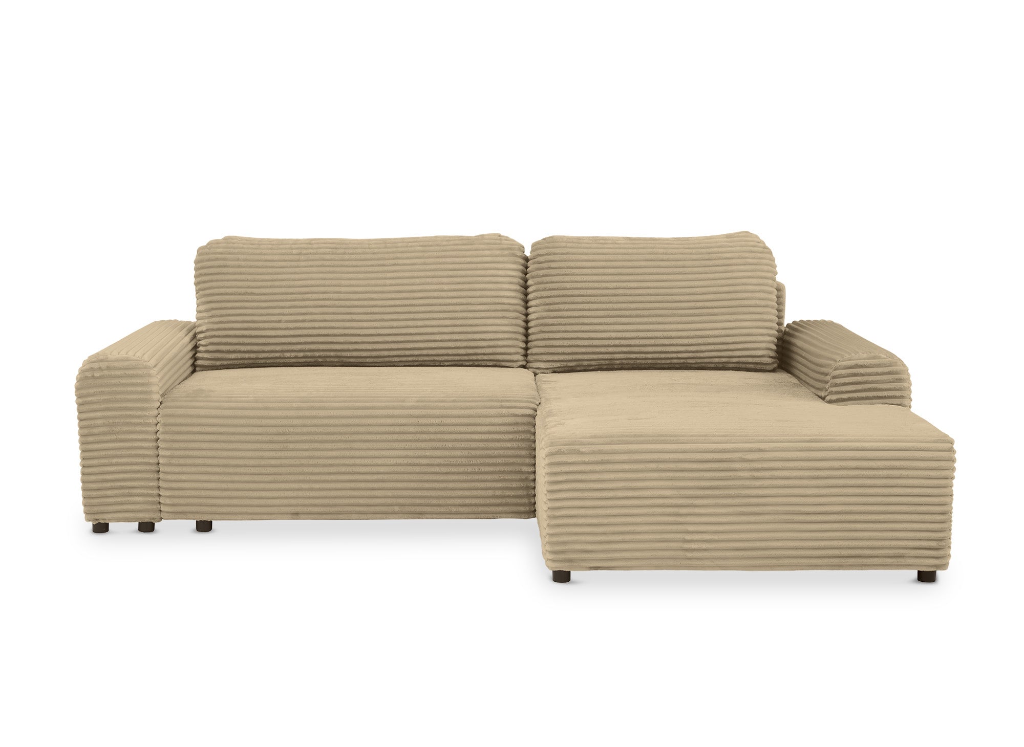 Ecksofa rechts mit Bettkasten aus dickem Cord in Taupe BALI - Ecke rechts