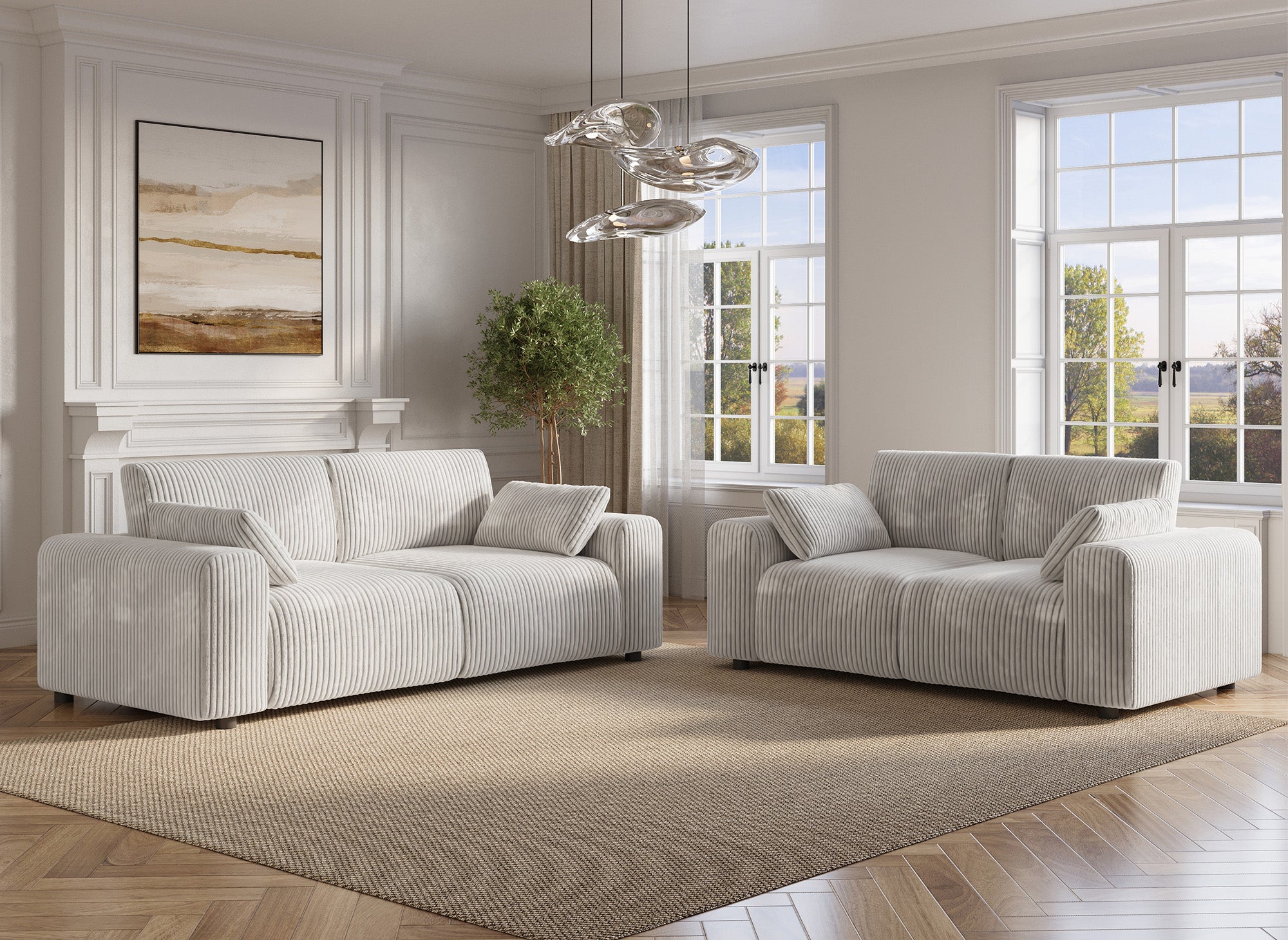 INAM 2-Sitzer-Sofa aus dickem, beigem Cord