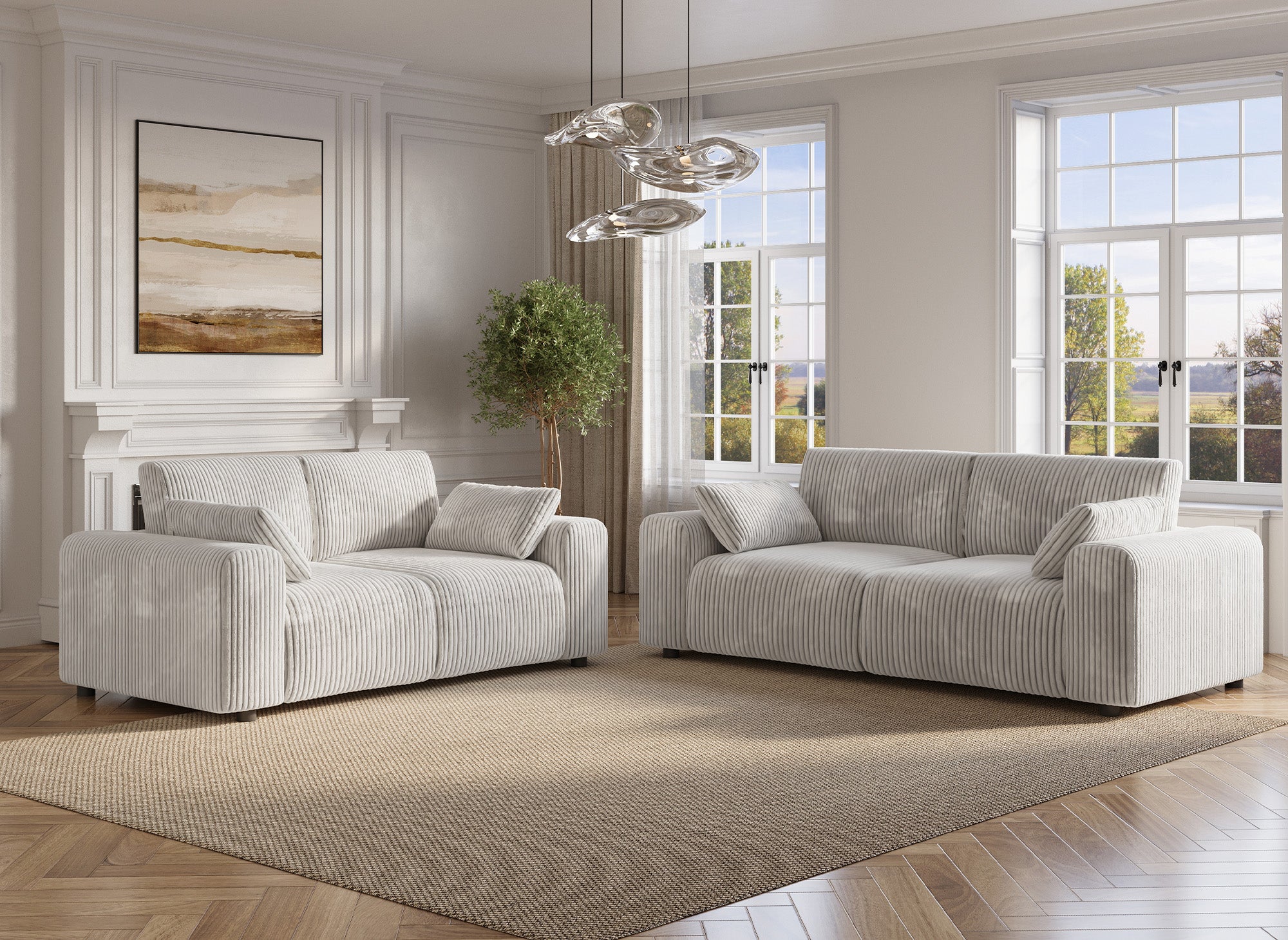 INAM 3-Sitzer-Sofa aus dickem, beigem Cord
