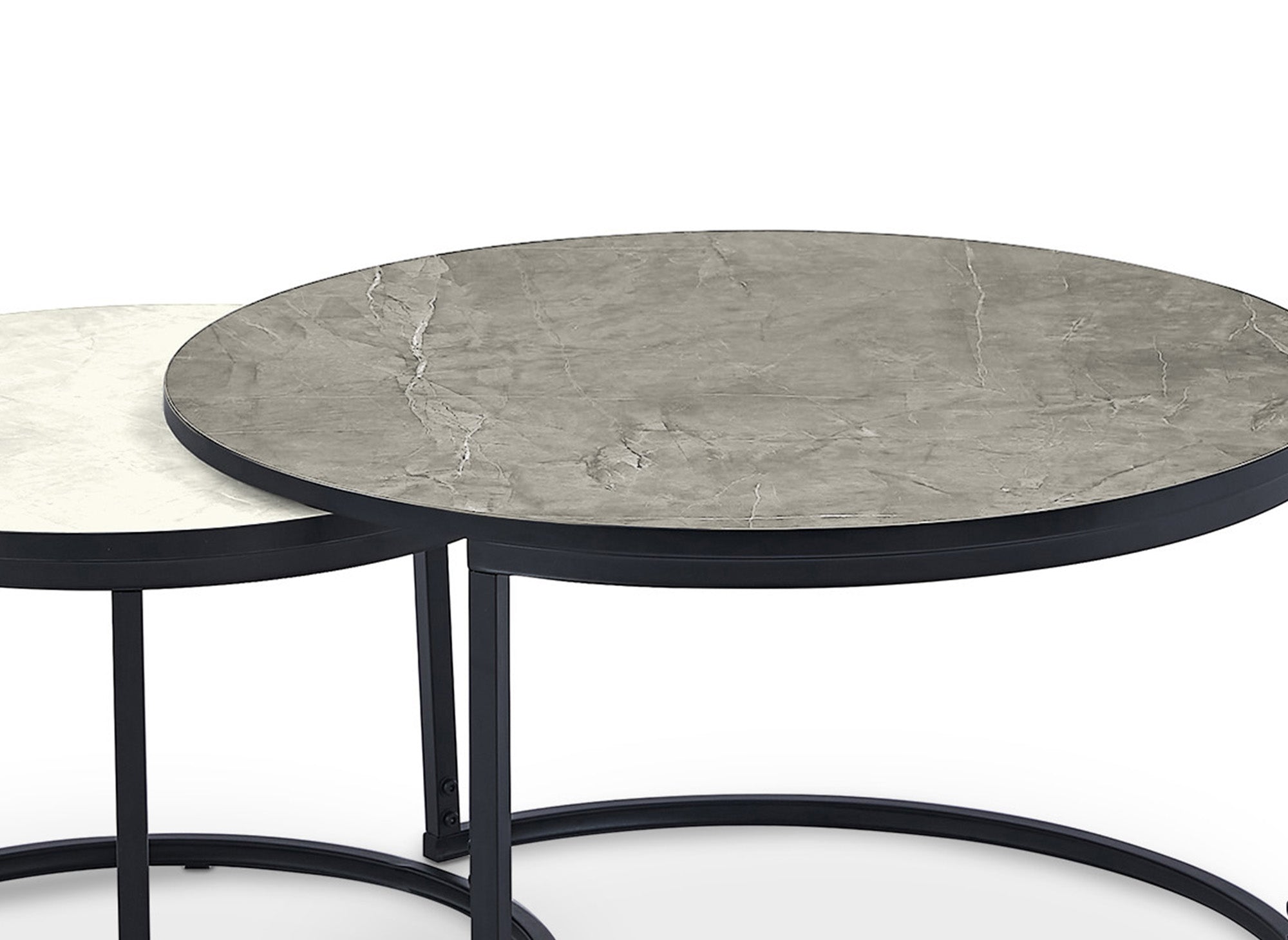 2er-Set runder Couchtische in Marmoroptik DORINE
