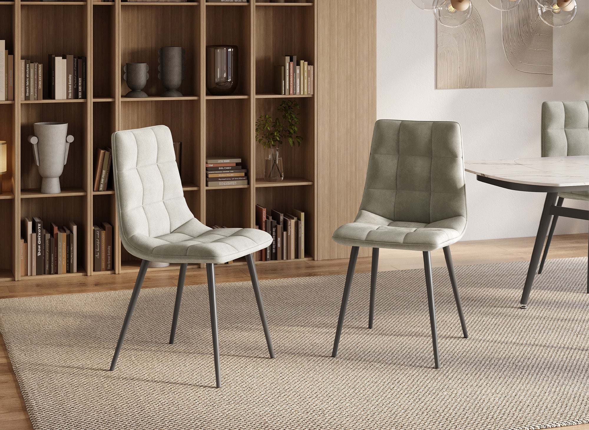 4er-Set JEREMI gepolsterte beige Samtstühle