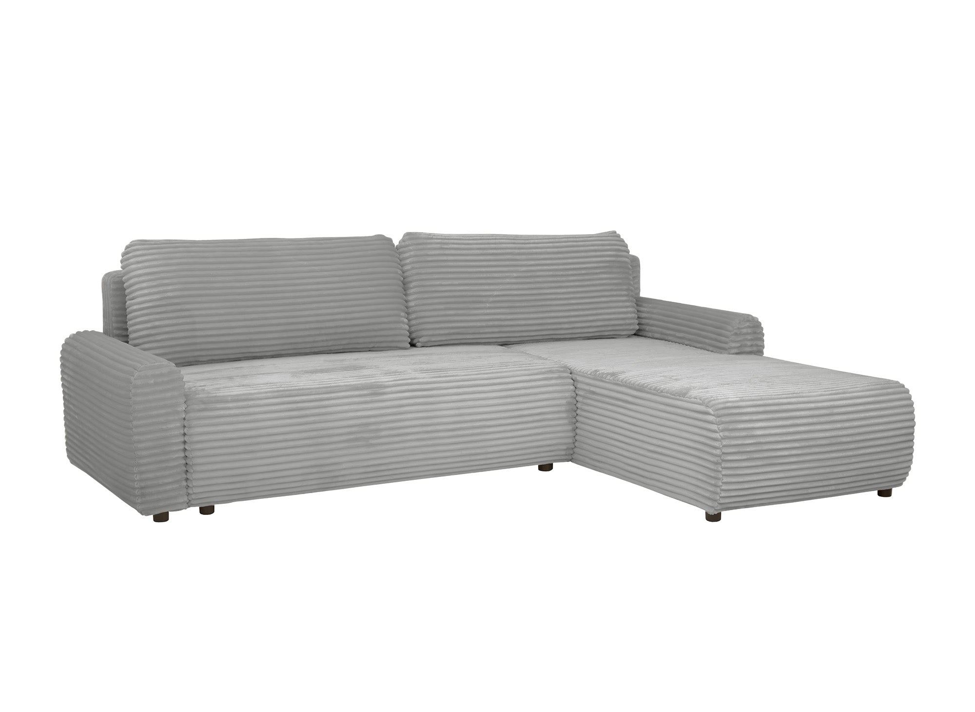 KATIA wendbares und umwandelbares Ecksofa mit Stauraum aus dickem hellgrauem Cord