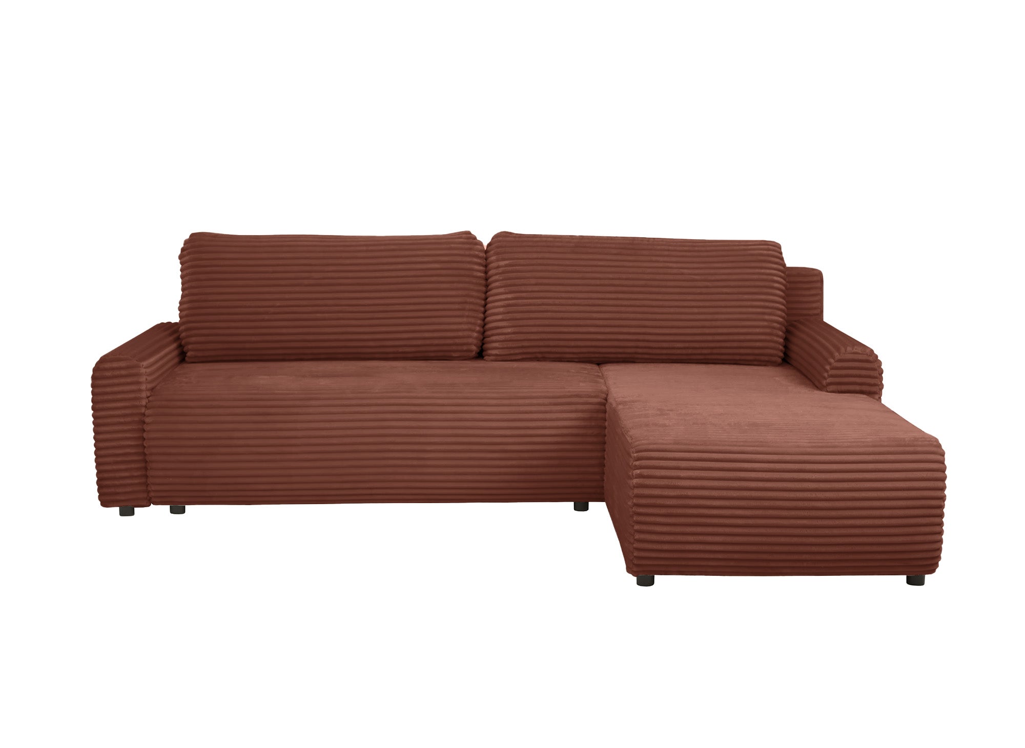 KATIA wendbares und umwandelbares Ecksofa mit Stauraum aus dickem Terrakotta-Cord