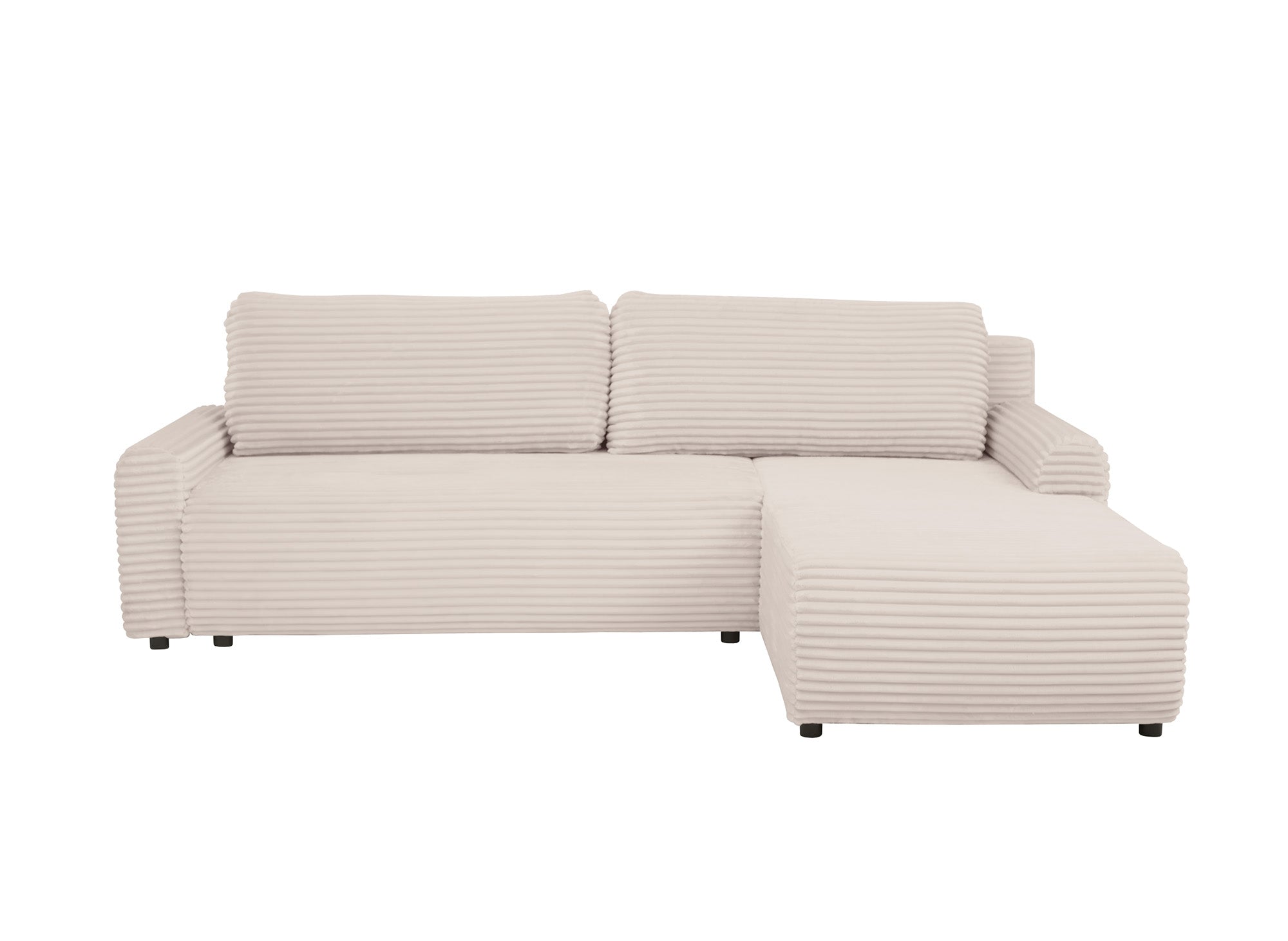 KATIA wendbares und umwandelbares Ecksofa mit Stauraum aus dickem, beigem Cord