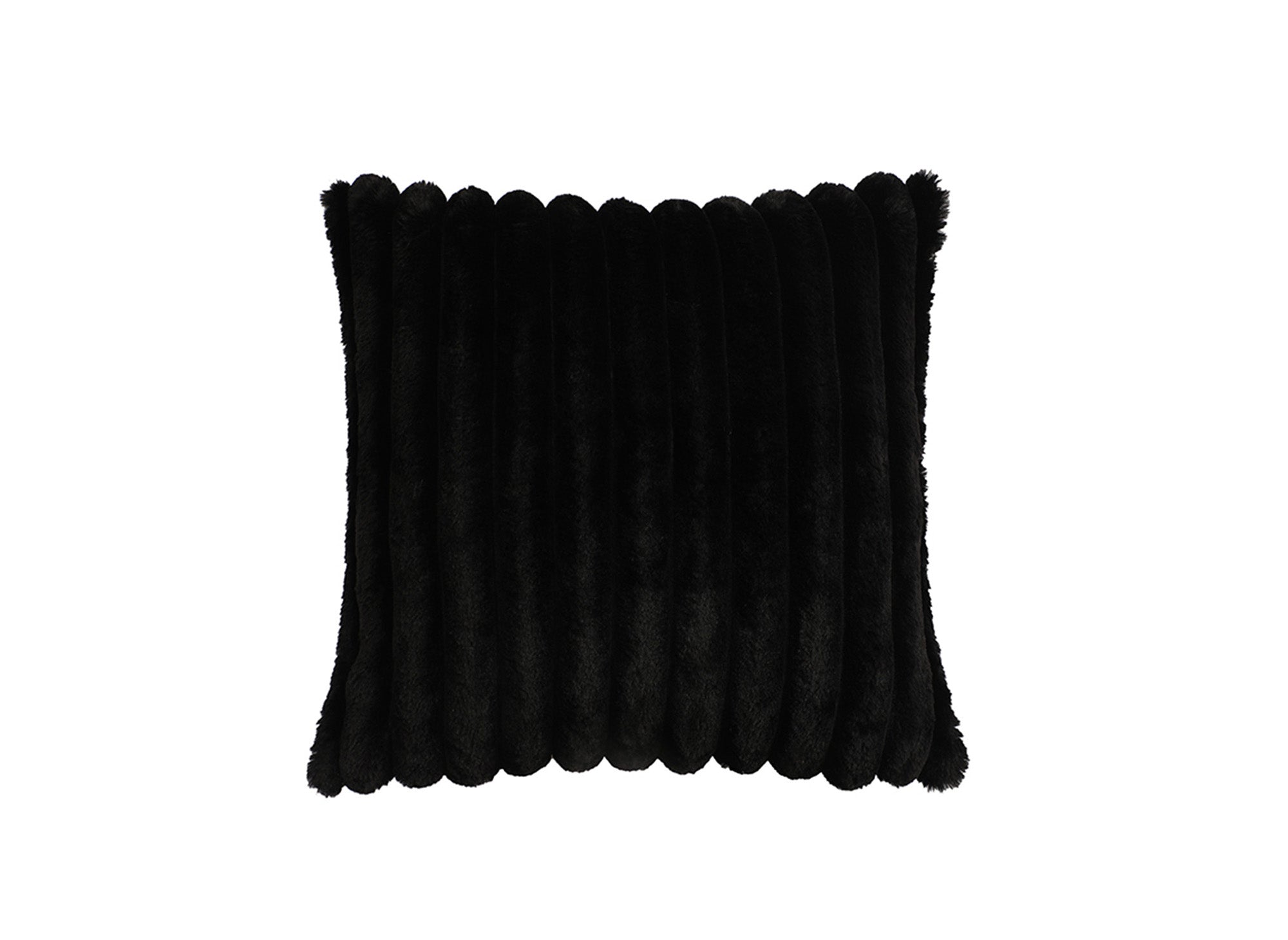 Quadratisches Kissen aus schwarzem Cord mit Felleffekt 45x45 cm URBAN