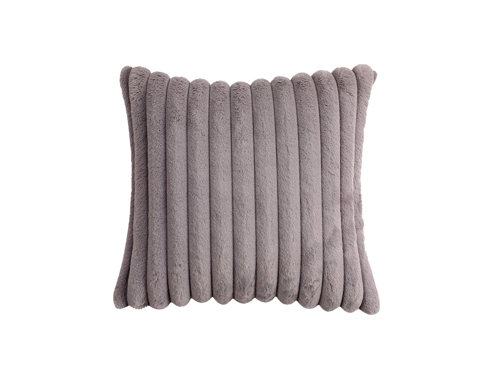 Quadratisches Kissen aus grauem Cord in Felloptik 45x45 cm URBAN