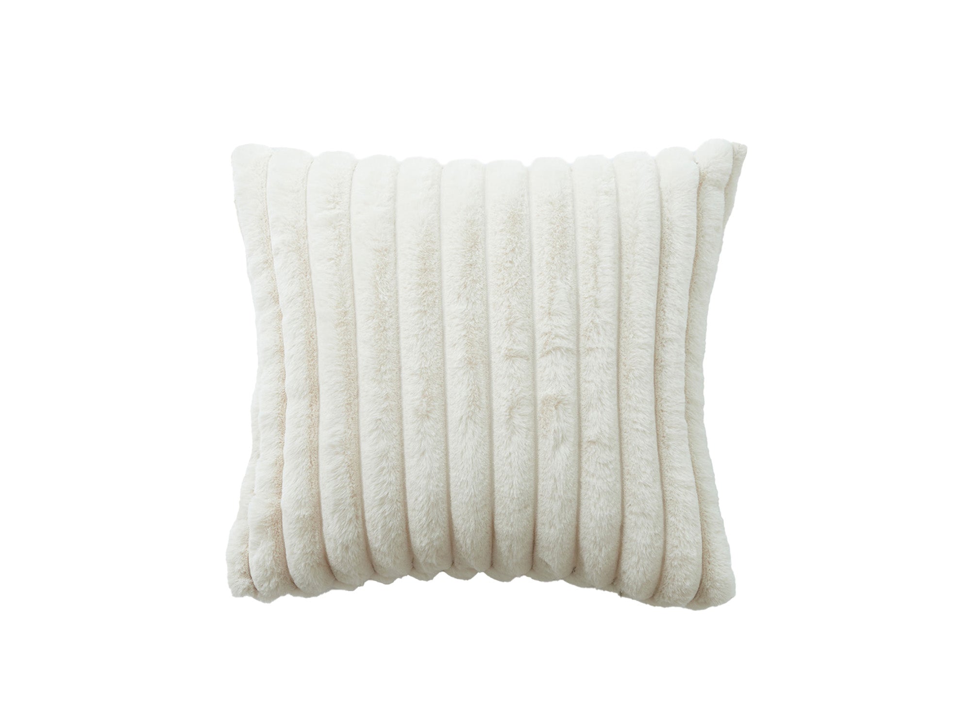 Quadratisches Kissen aus beigem Cord mit Felleffekt 45x45 cm URBAN