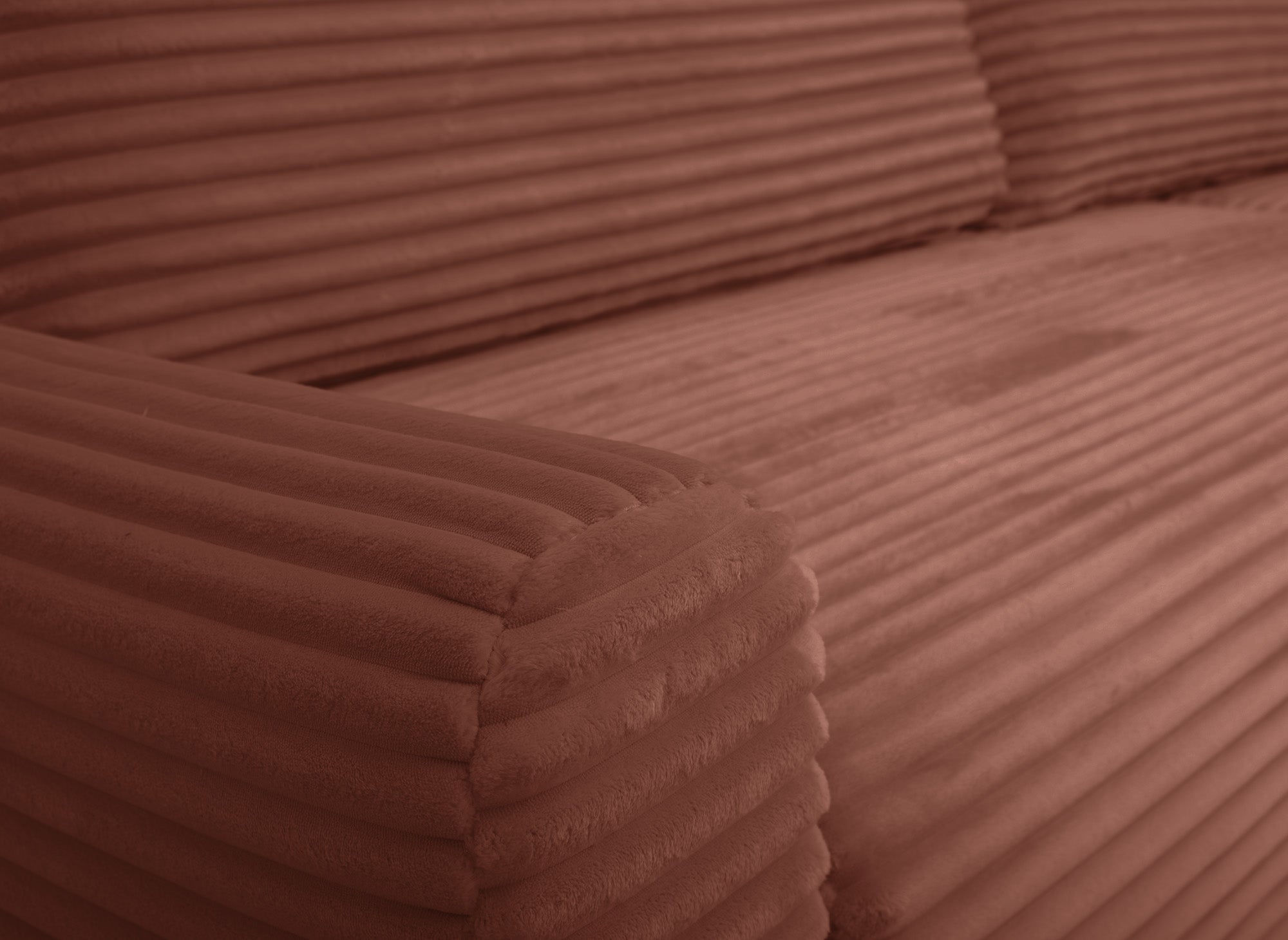 KATIA wendbares und umwandelbares Ecksofa mit Stauraum aus dickem Terrakotta-Cord