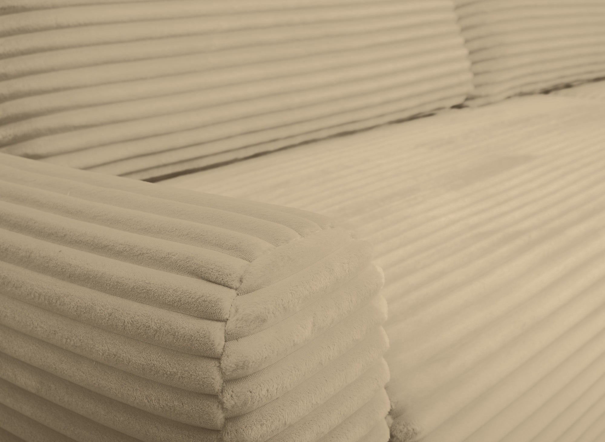 KATIA wendbares und umbaubares Ecksofa mit Stauraum aus dickem Taupe-Cord