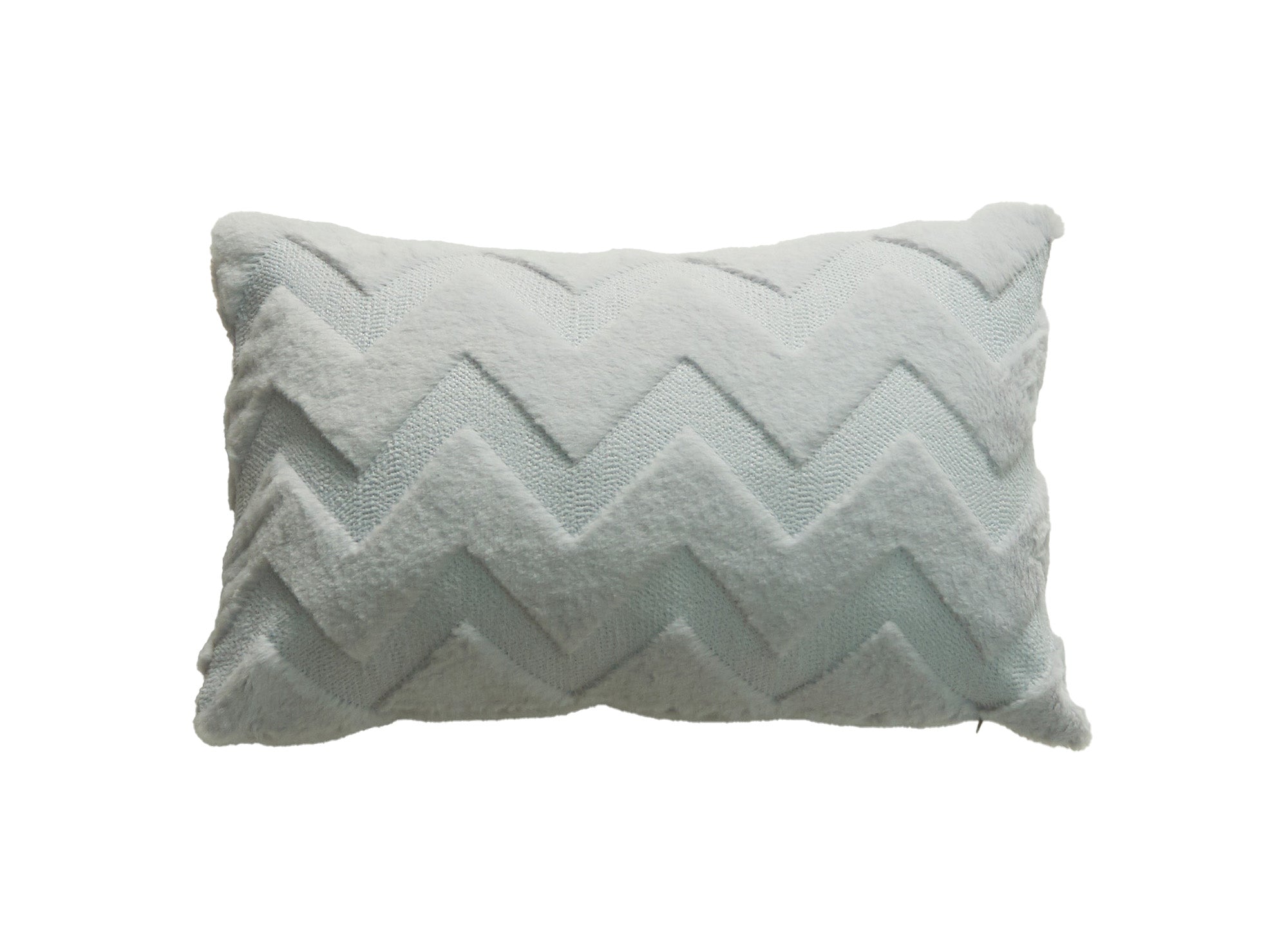 Rechteckiges Kissen 50x30 cm aus weichem Stoff mit hellgrauem Chevron-Muster HARRY