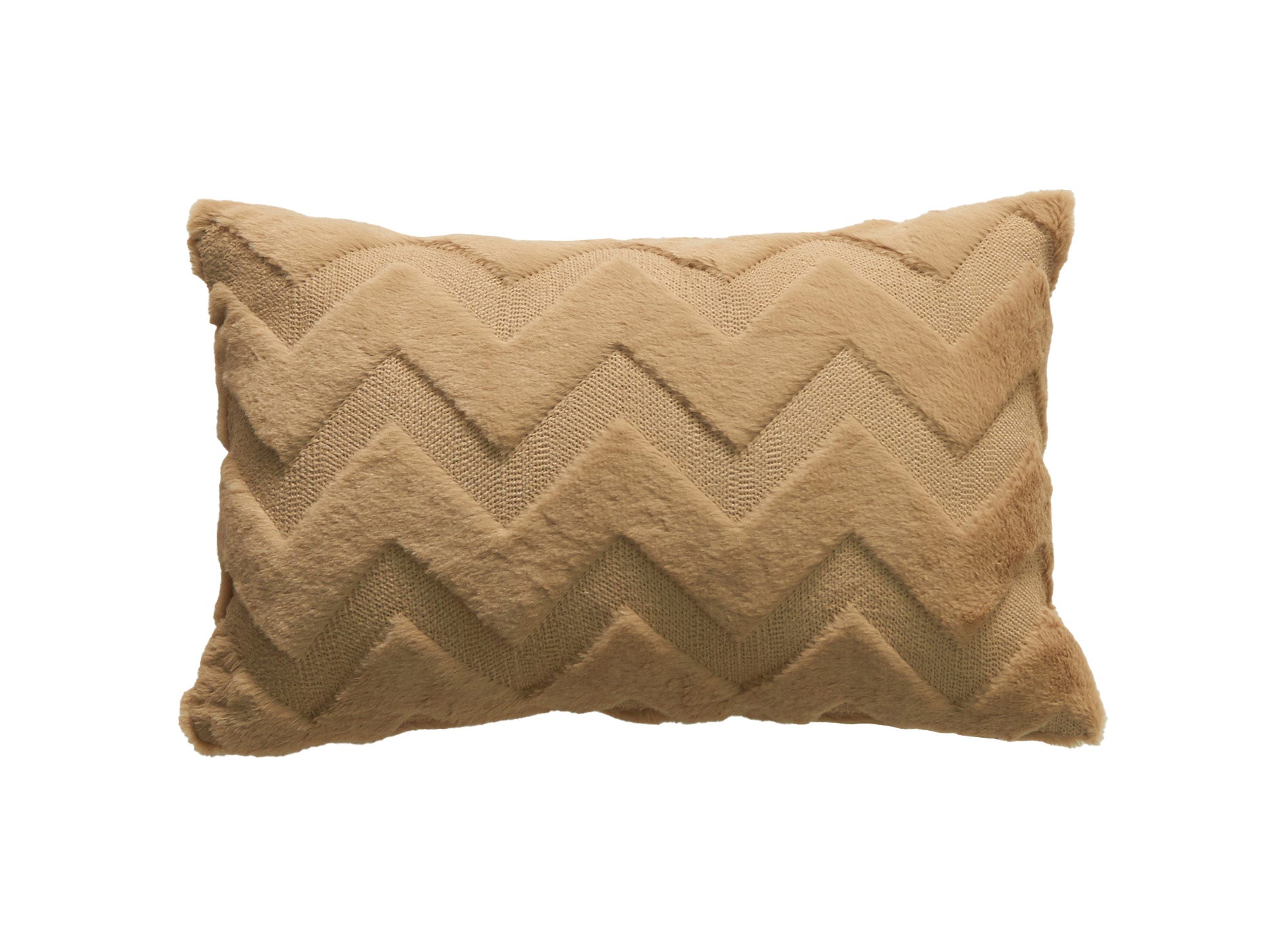 Rechteckiges Kissen 50x30 cm aus weichem braunem Stoff mit Chevron-Muster HARRY