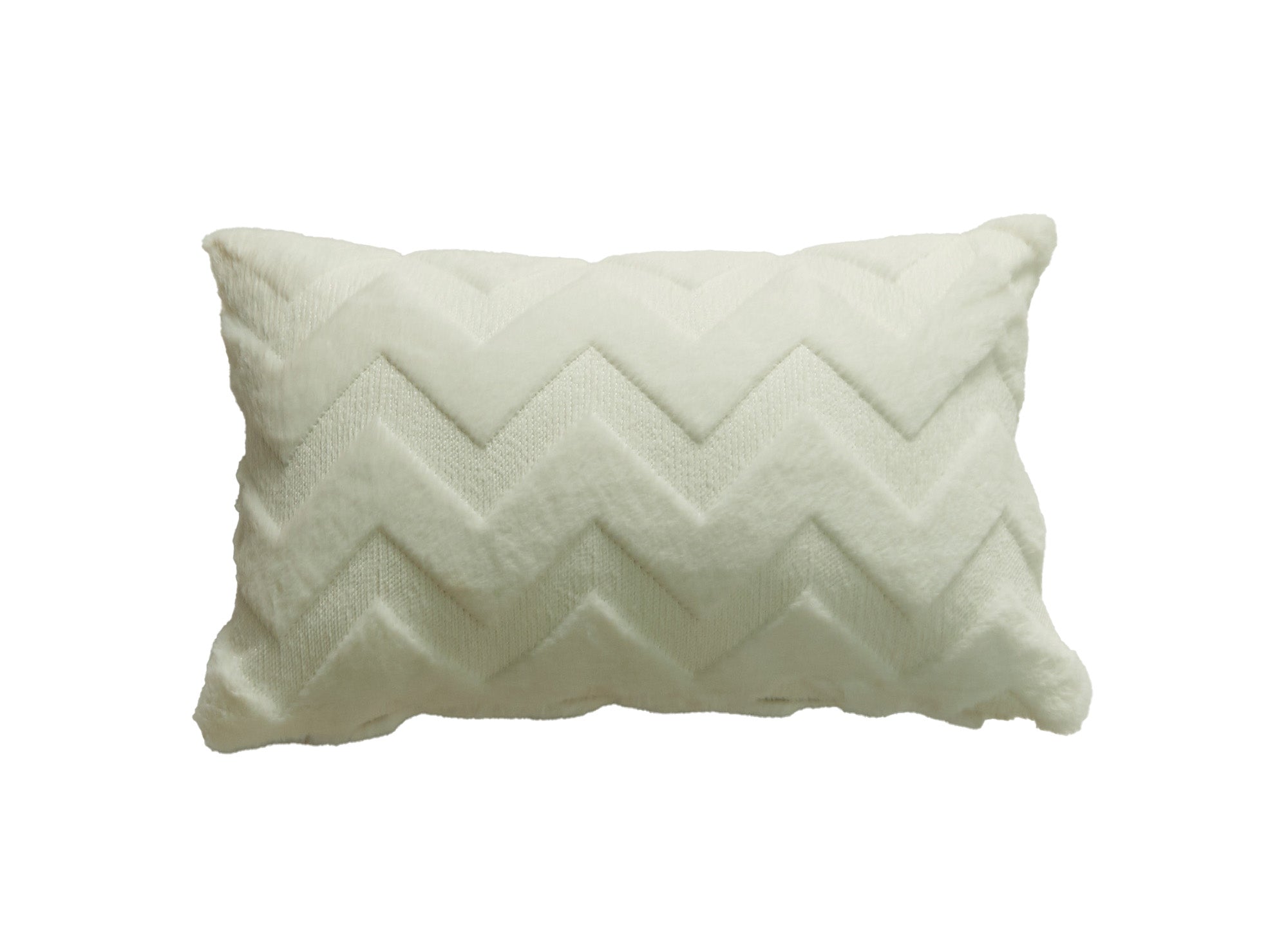 HARRY rechteckiges Kissen 50x30 cm aus weichem beigem Stoff mit Chevron-Muster