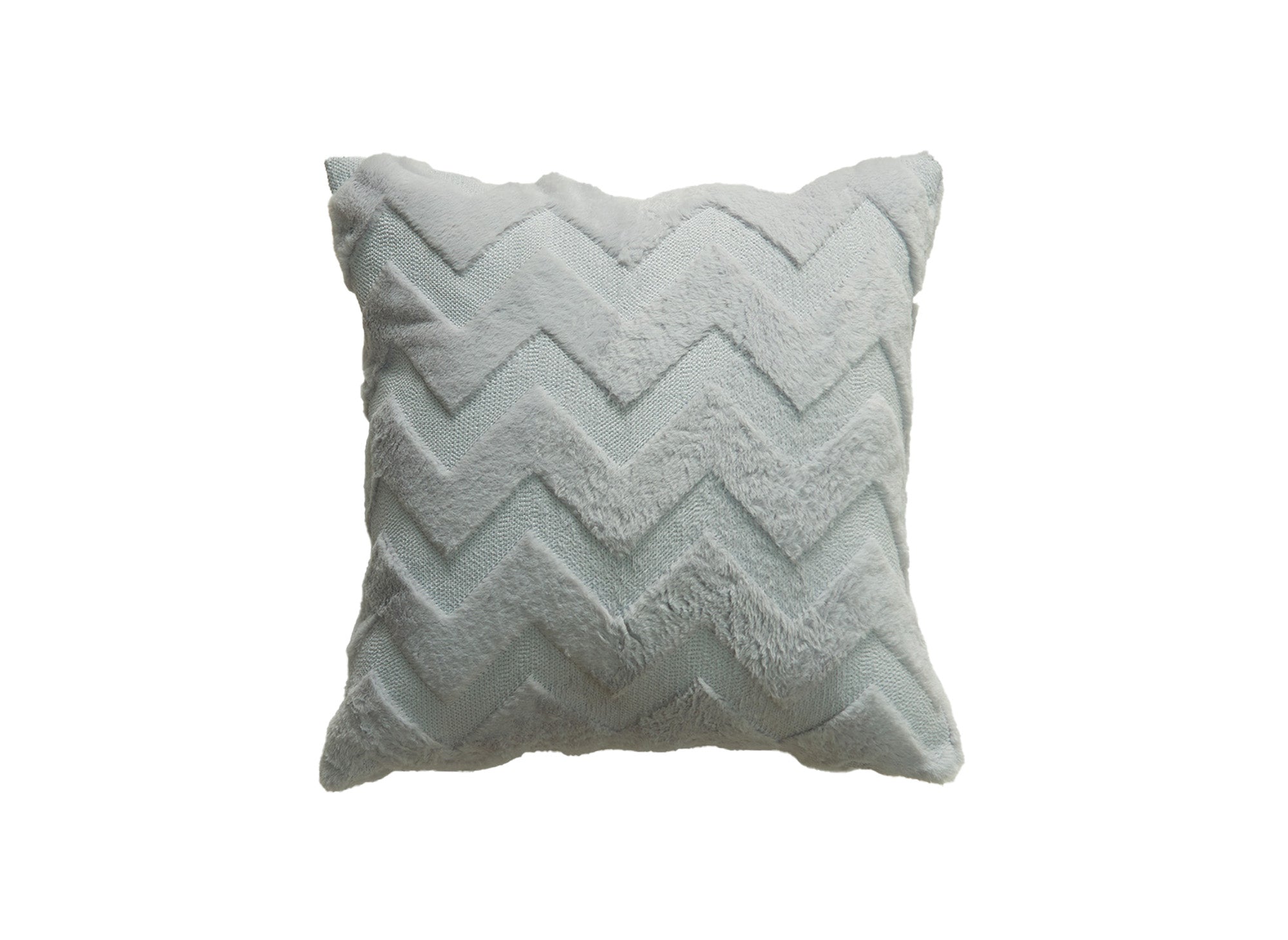 Quadratisches Kissen 45x45 cm aus weichem Stoff mit hellgrauem Chevron-Muster HARRY