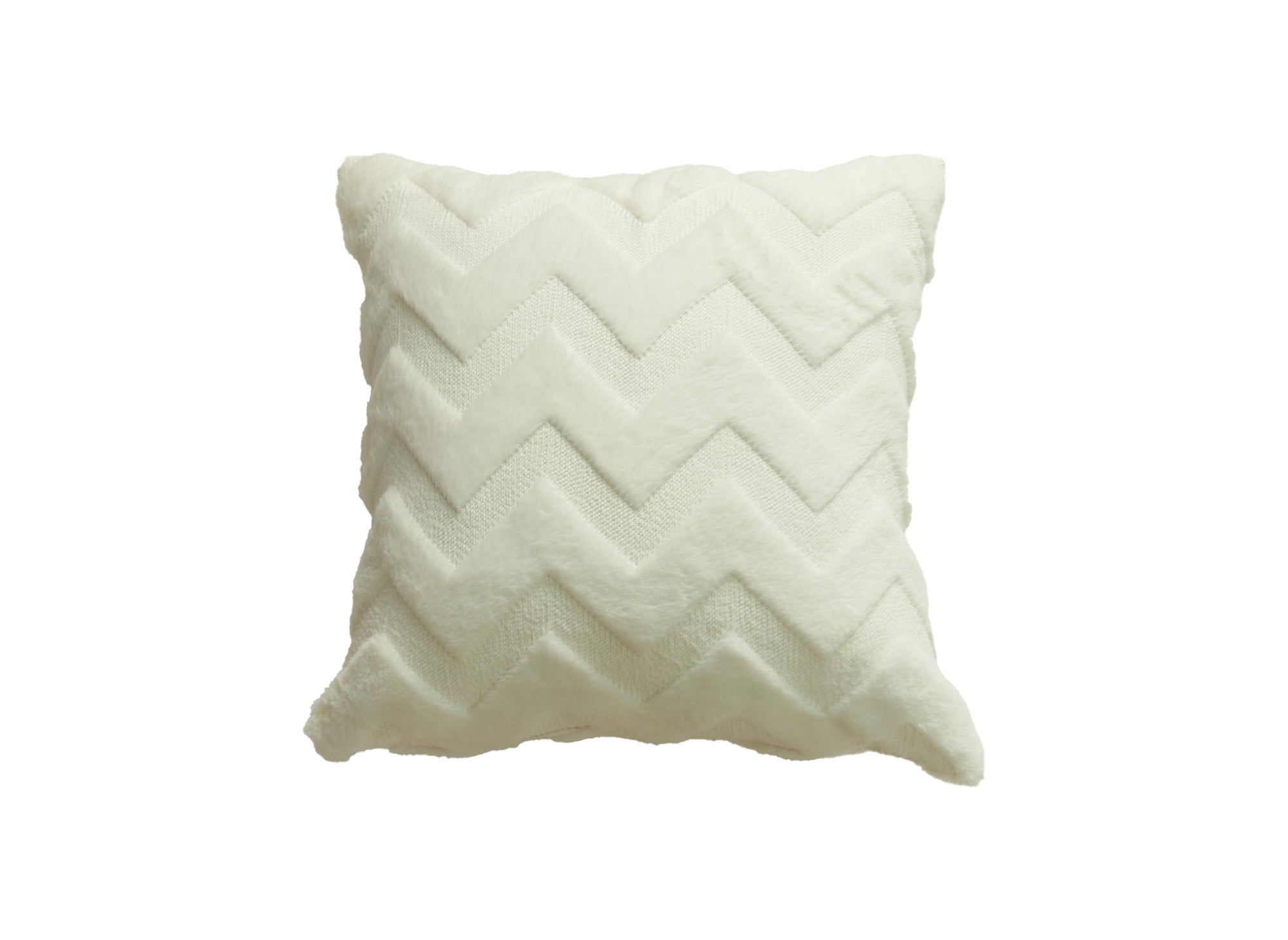 HARRY quadratisches Kissen 45x45 cm aus weichem beigem Stoff mit Chevron-Muster