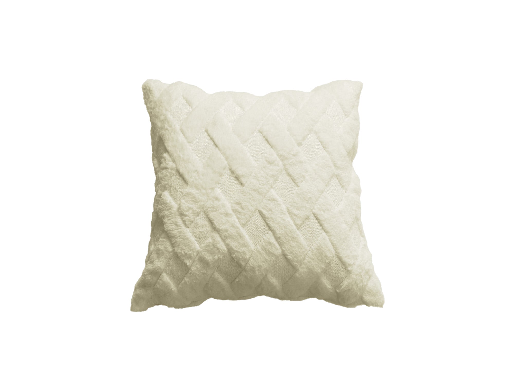 Quadratisches Kissen 45x45 cm aus beigem Florstoff mit grafischem Effekt MADALA