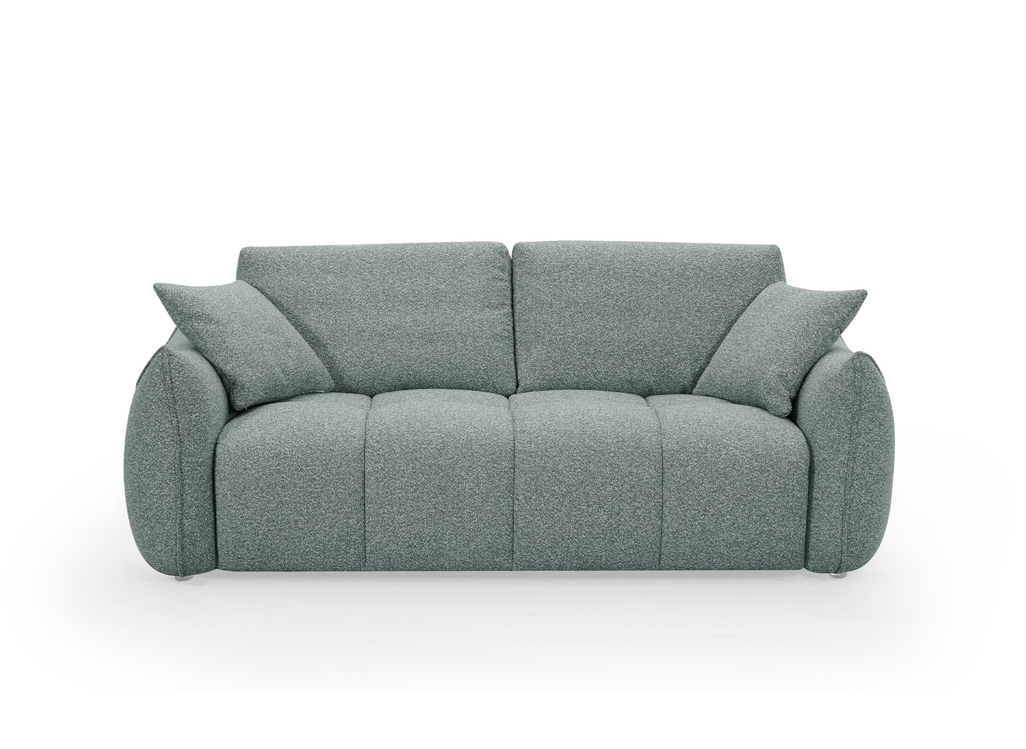 EZRA 3-Sitzer-Sofa mit festem Sitz in hellgrünem Bouclé-Stoff