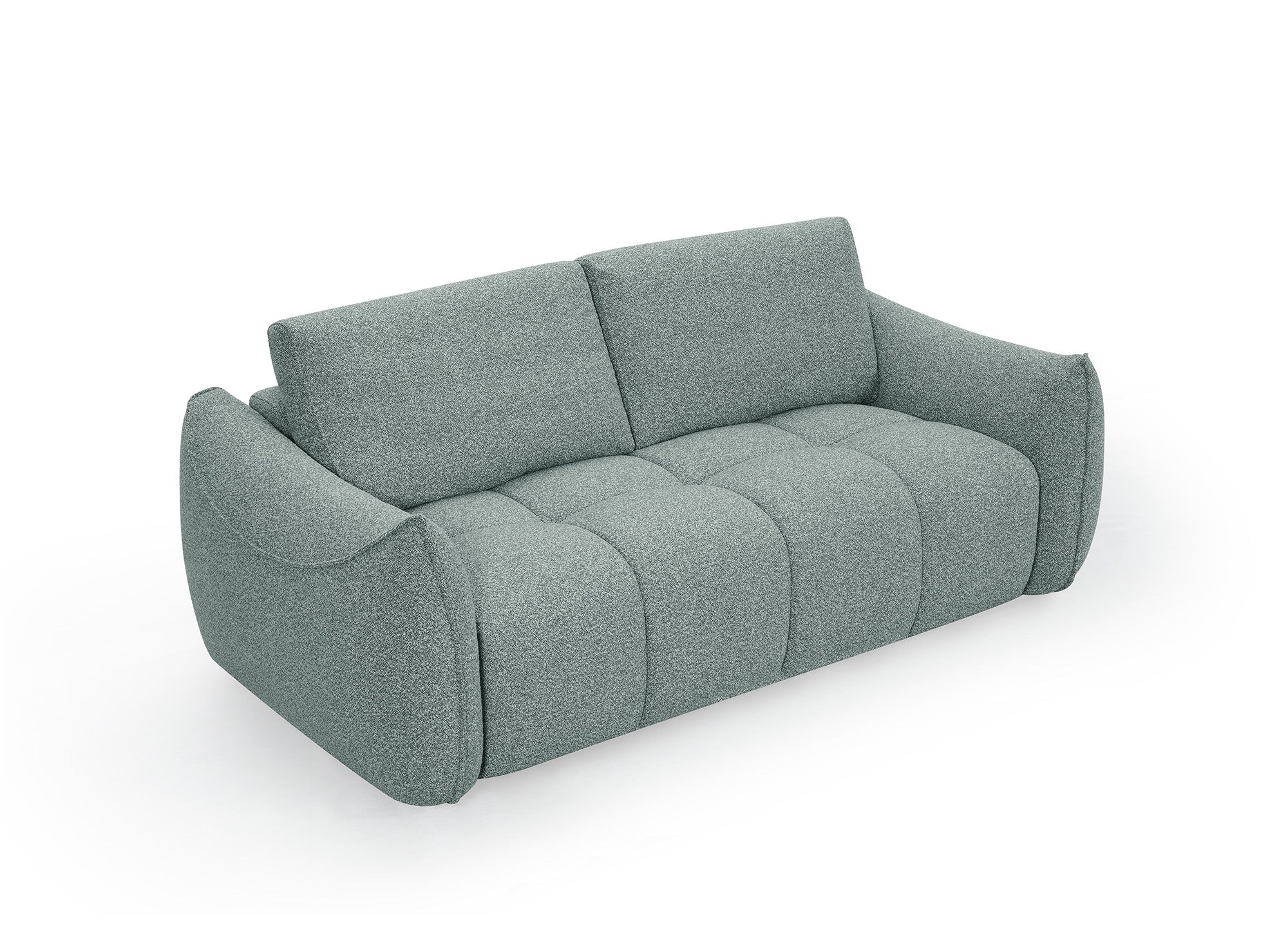 EZRA 3-Sitzer-Sofa mit festem Sitz in hellgrünem Bouclé-Stoff