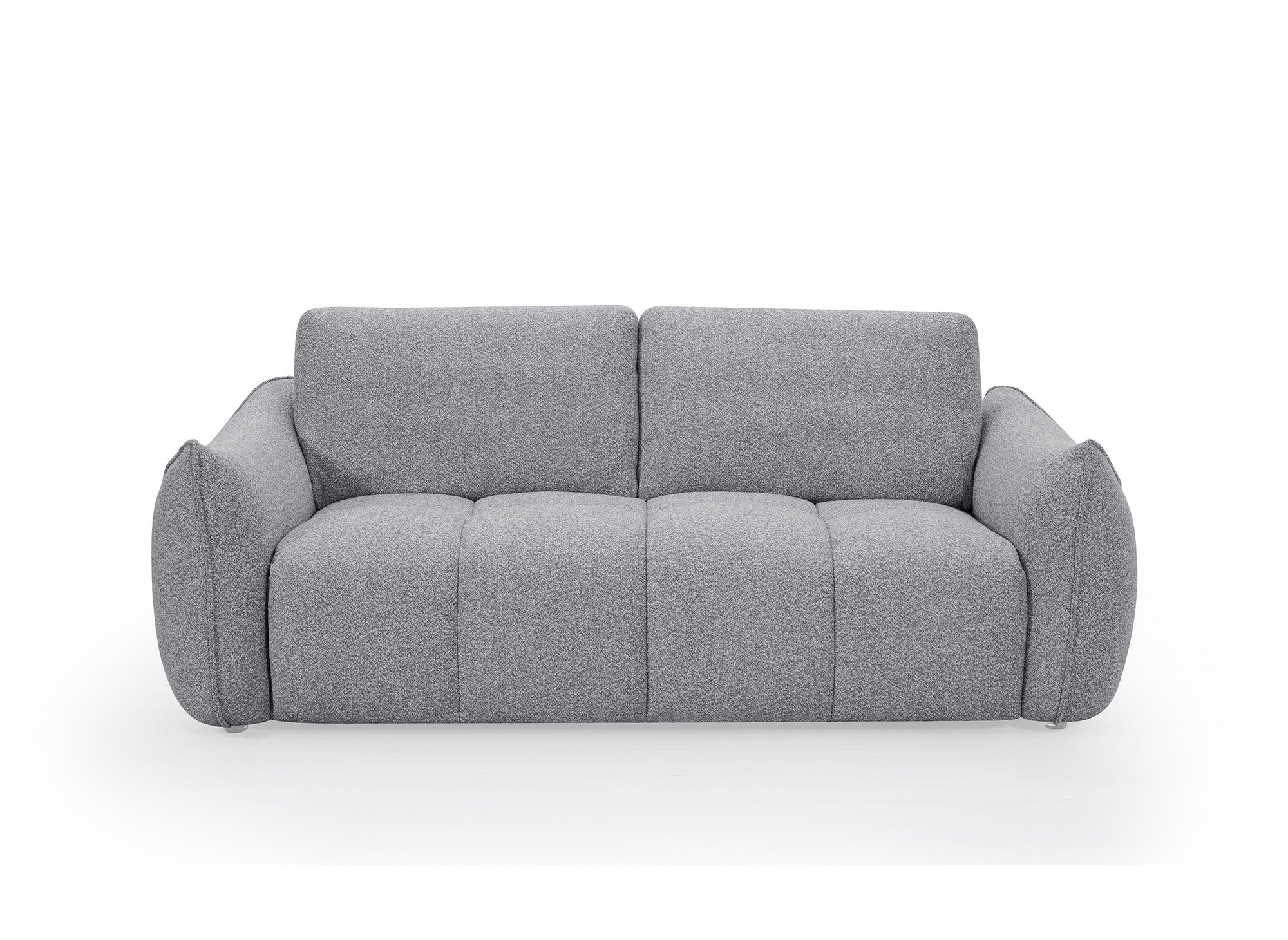 EZRA 3-Sitzer-Sofa mit festem Sitz in grauem Bouclé-Stoff