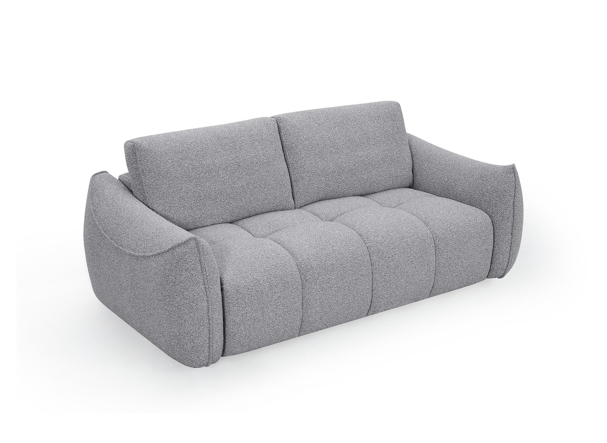EZRA 3-Sitzer-Sofa mit festem Sitz in grauem Bouclé-Stoff
