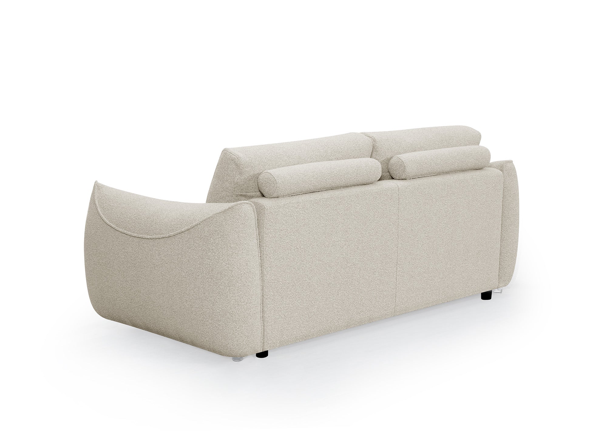 EZRA 3-Sitzer-Sofa mit festem Sitz in beigefarbenem Bouclé-Stoff