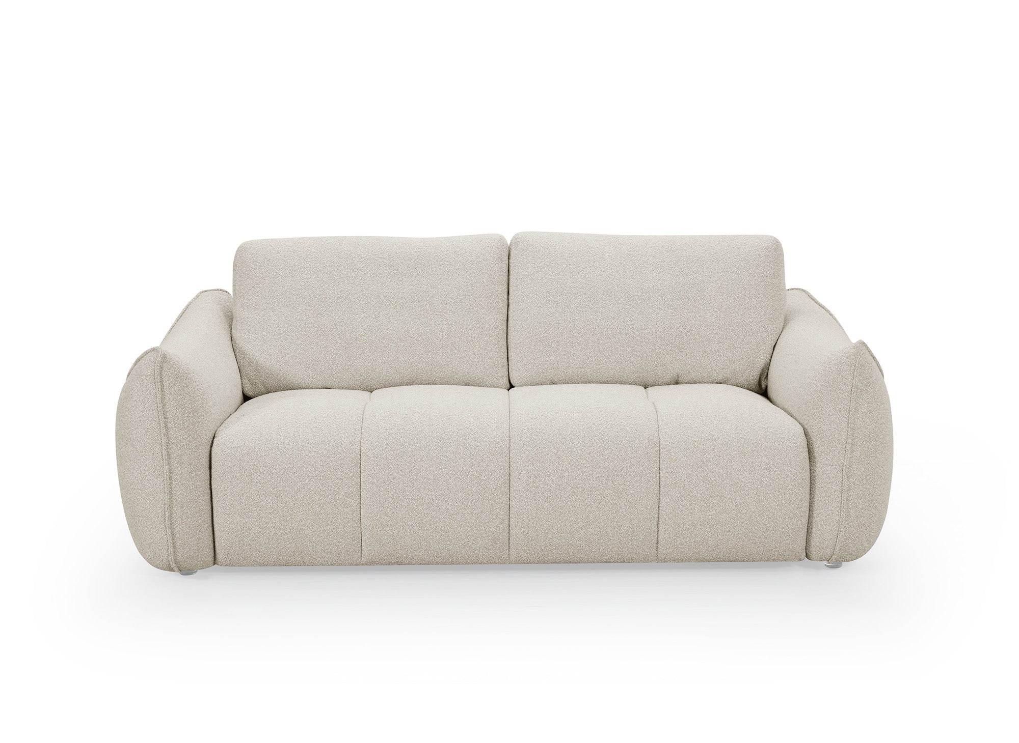 EZRA 3-Sitzer-Sofa mit festem Sitz in beigefarbenem Bouclé-Stoff