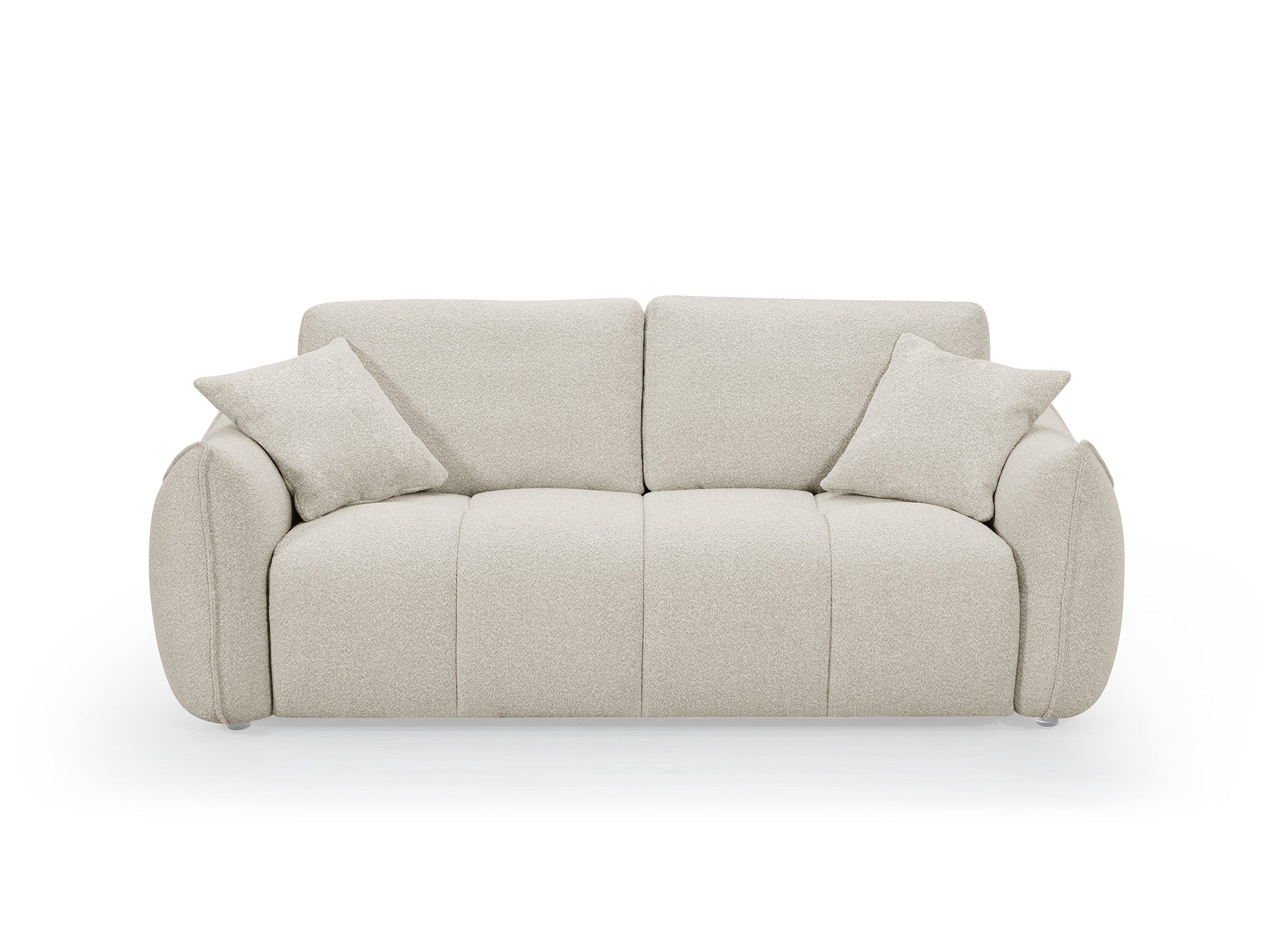 EZRA 3-Sitzer-Sofa mit festem Sitz in beigefarbenem Bouclé-Stoff